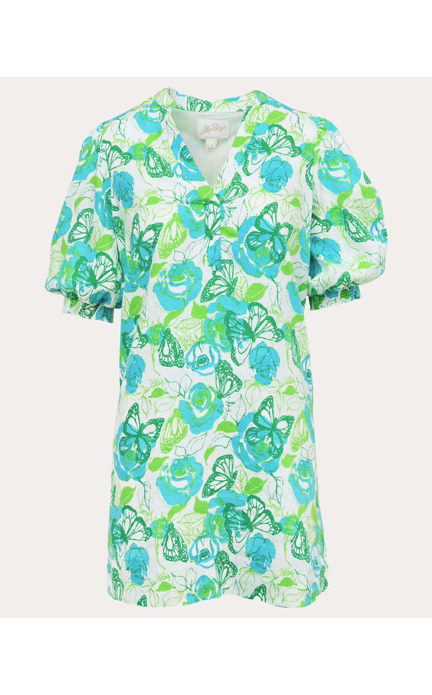 Mialeigh Elbow Sleeve Linen Dress Monarch Rose