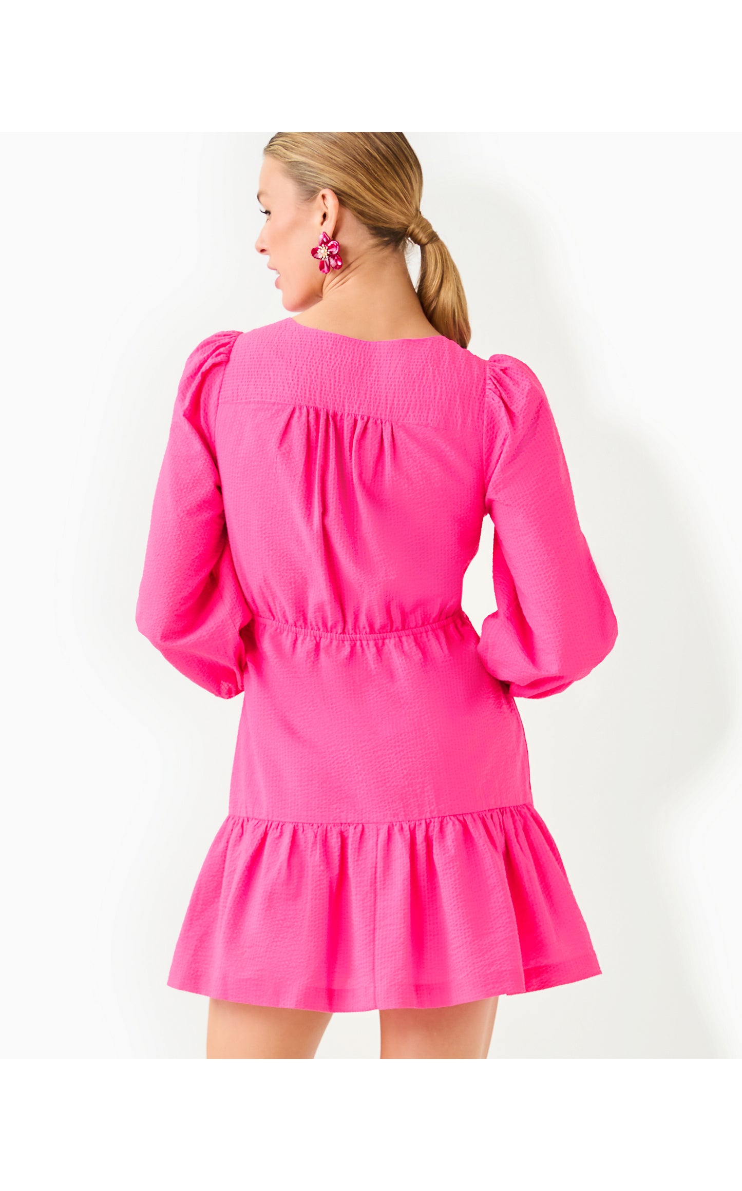 Deacon 3/4 Sleeve Dress V-Neck Passion Fruit Pink