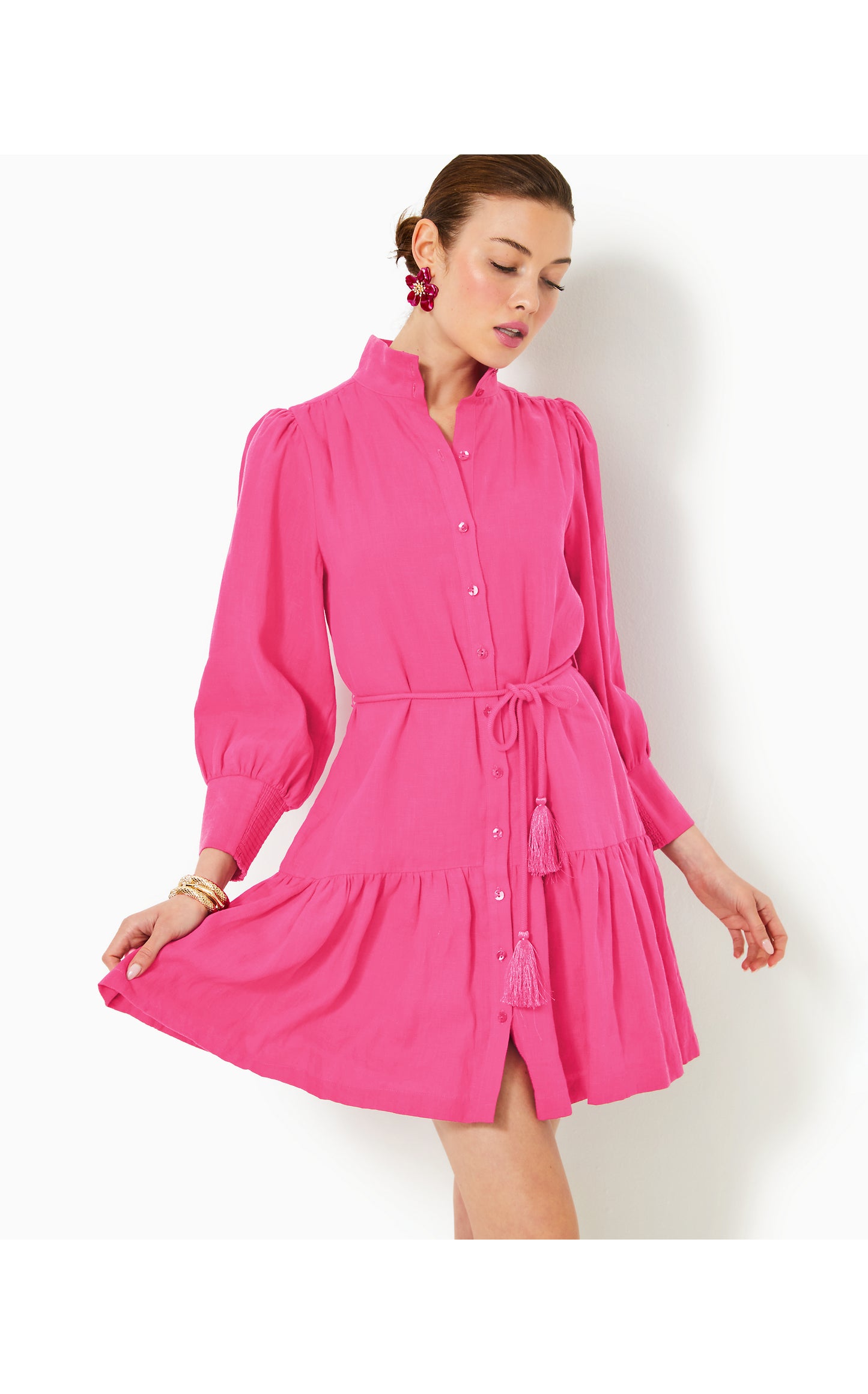 Drena Linen Dress Passion Fruit Pink