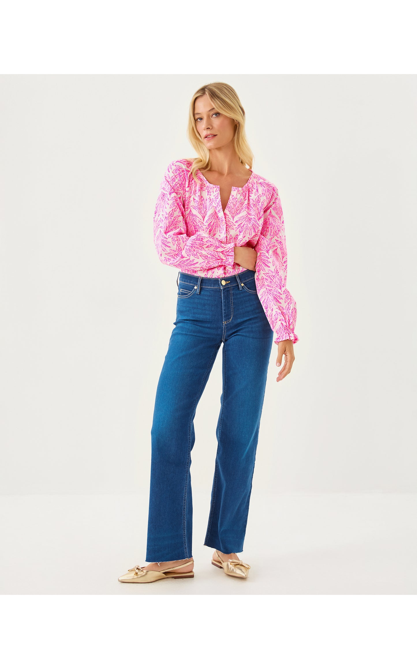 Aniston High Rise Straight Leg Jean Medium Wash