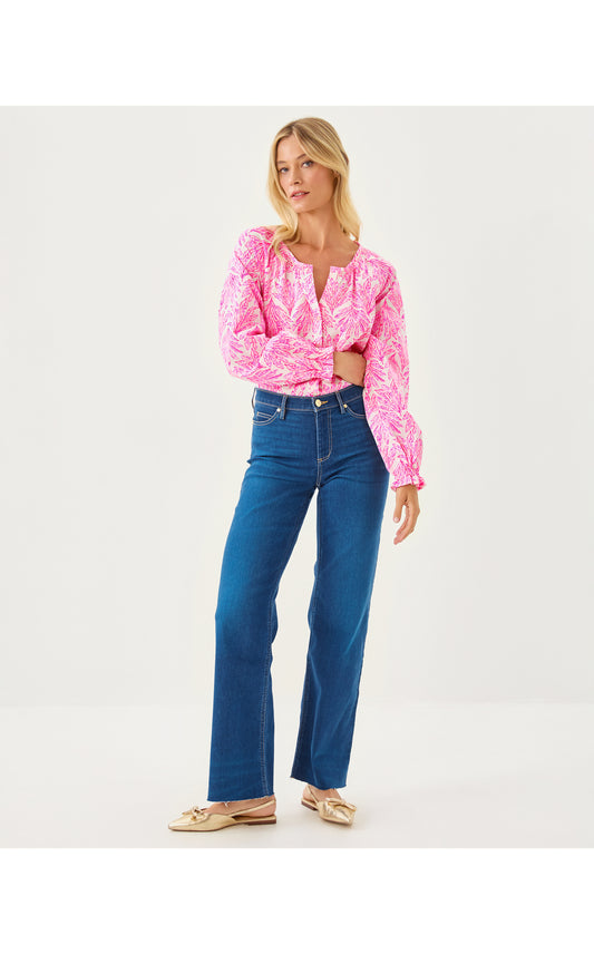 Aniston High Rise Straight Leg Jean Medium Wash