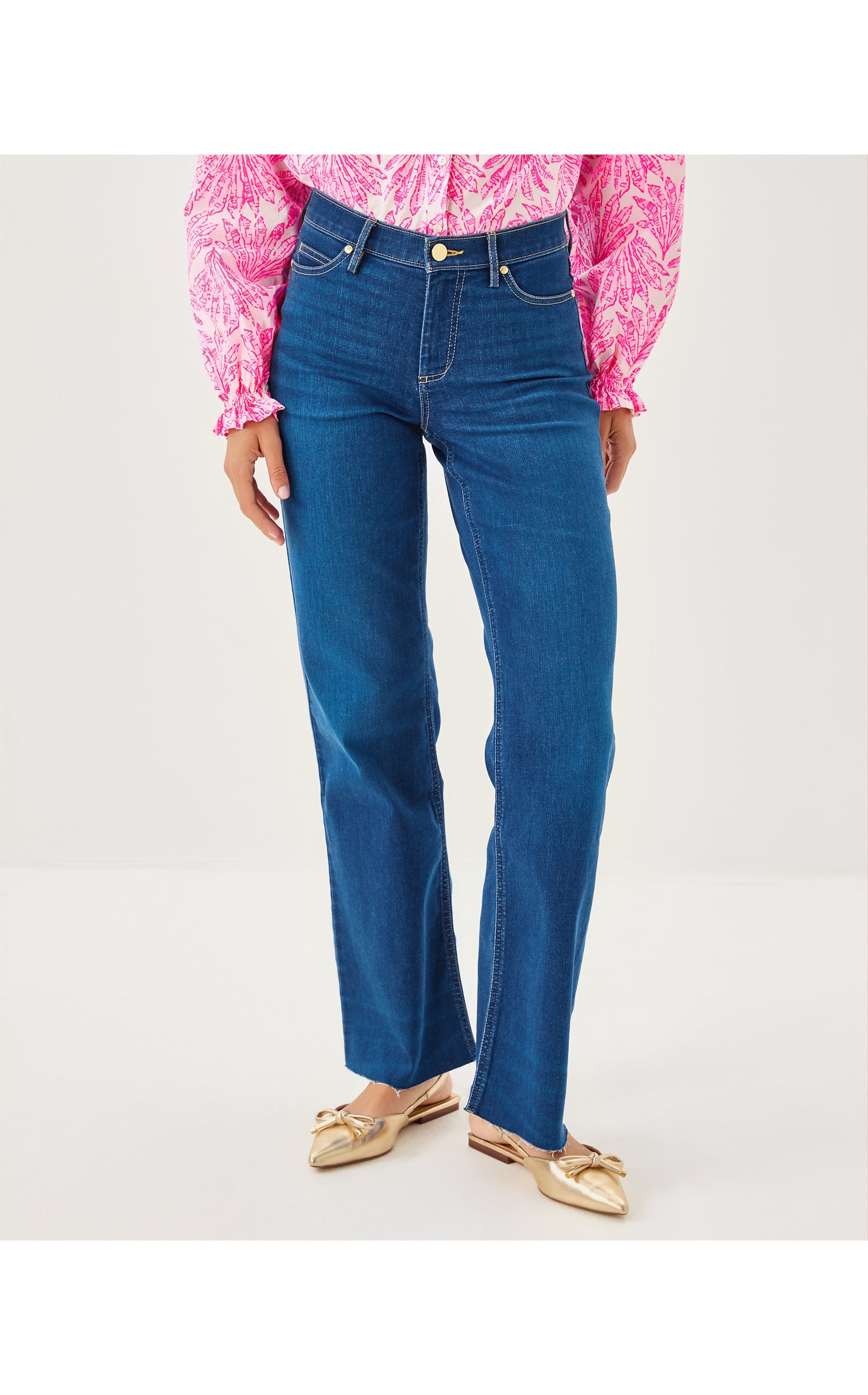 Aniston High Rise Straight Leg Jean Medium Wash