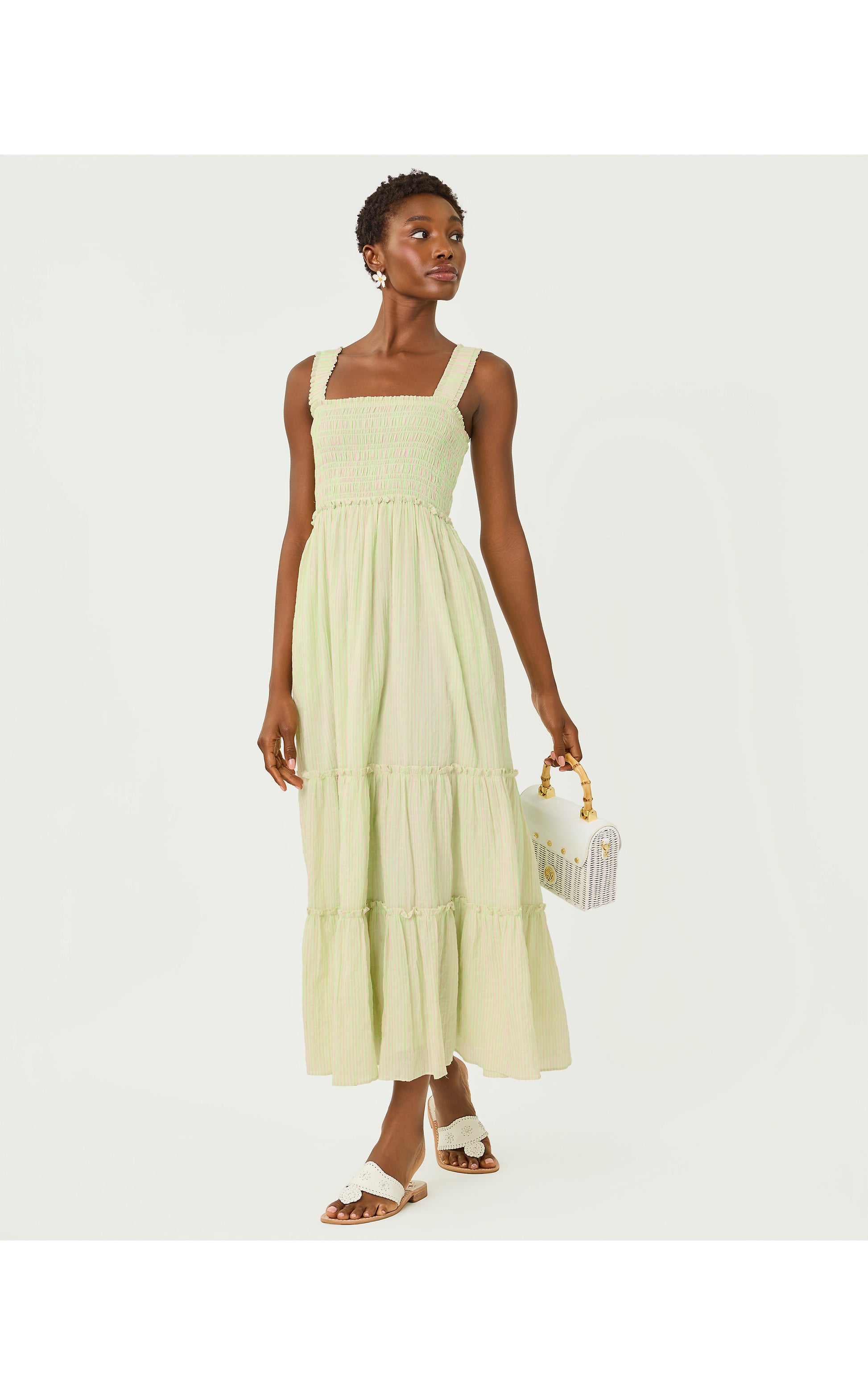 pistachio bridesmaid dresses Hadly Smocked Maxi Dress Pistachio Macaron X Conch Shell Pink – Pink Palm Tampa