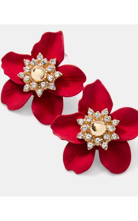 Small Orchid Earrings Cranberry Red