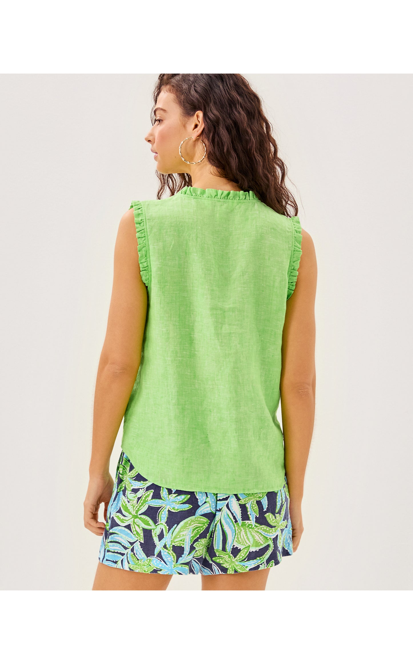 Kavalla Sleeveless Ruffle Top Crocodile Green