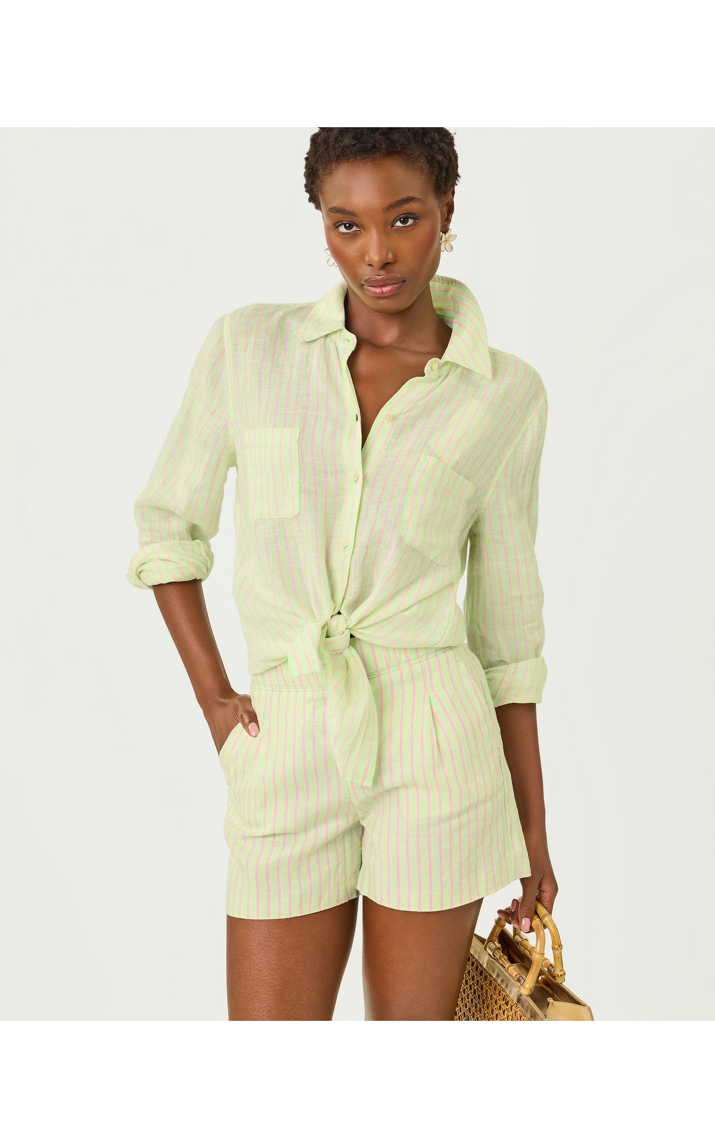 Captina Linen Short Pistachio Macaron X Conch Shell Pink