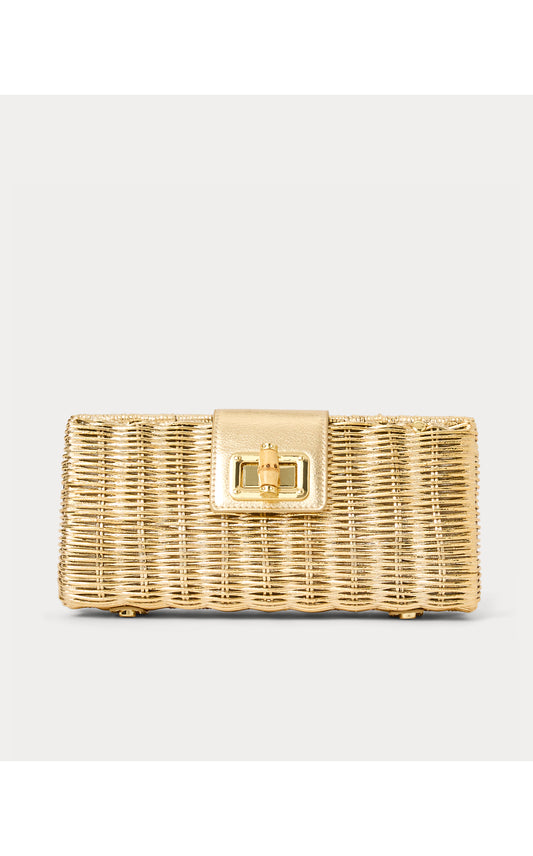 Leena Wicker Clutch Gold