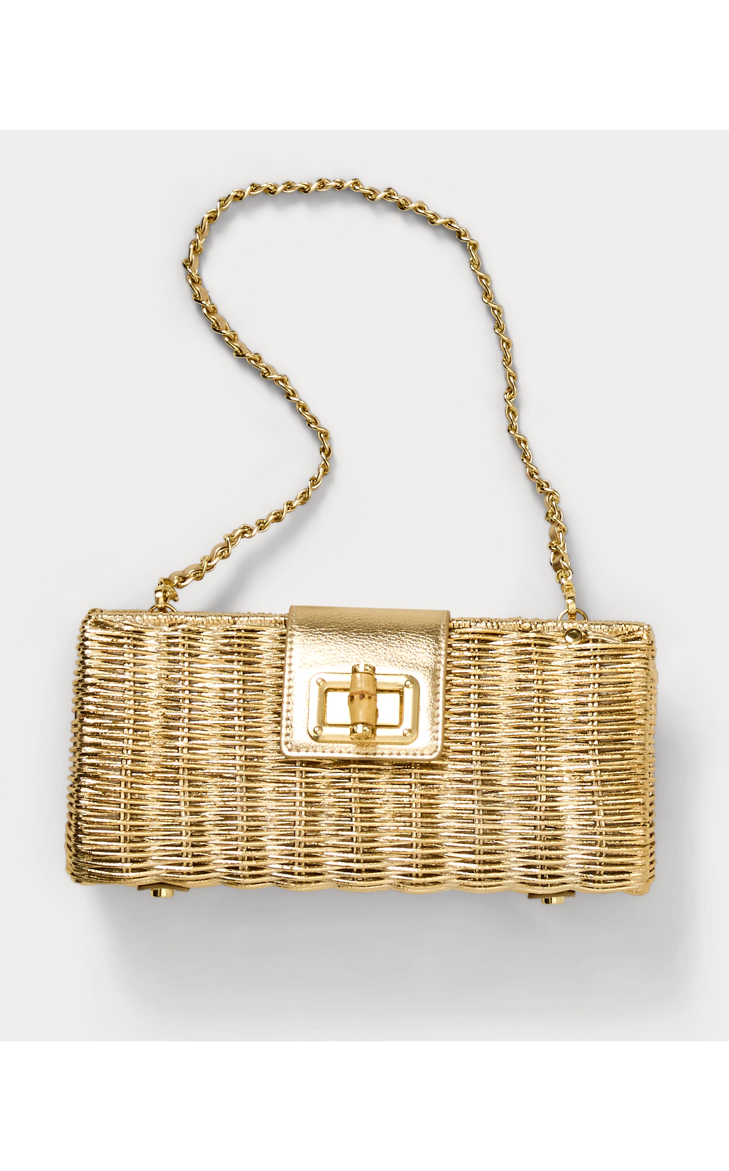 Leena Wicker Clutch Gold