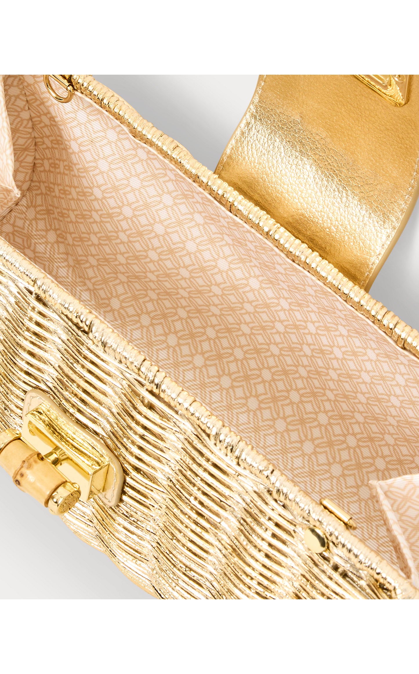 Leena Wicker Clutch Gold