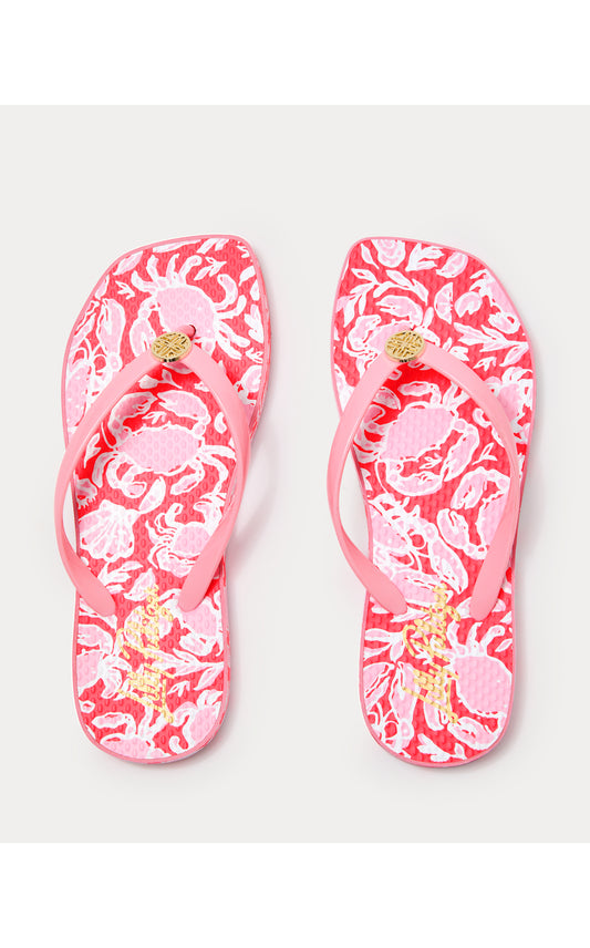 Sandsational Square Toe Flip Flop Crab Collab