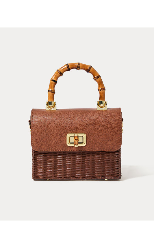 Maura Wicker Top Handle Purse Brown