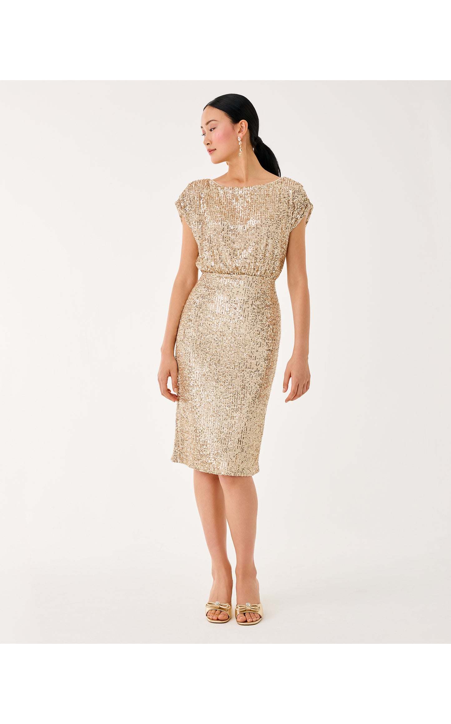 Aylin Sequin Midi Dress Gold Metallic