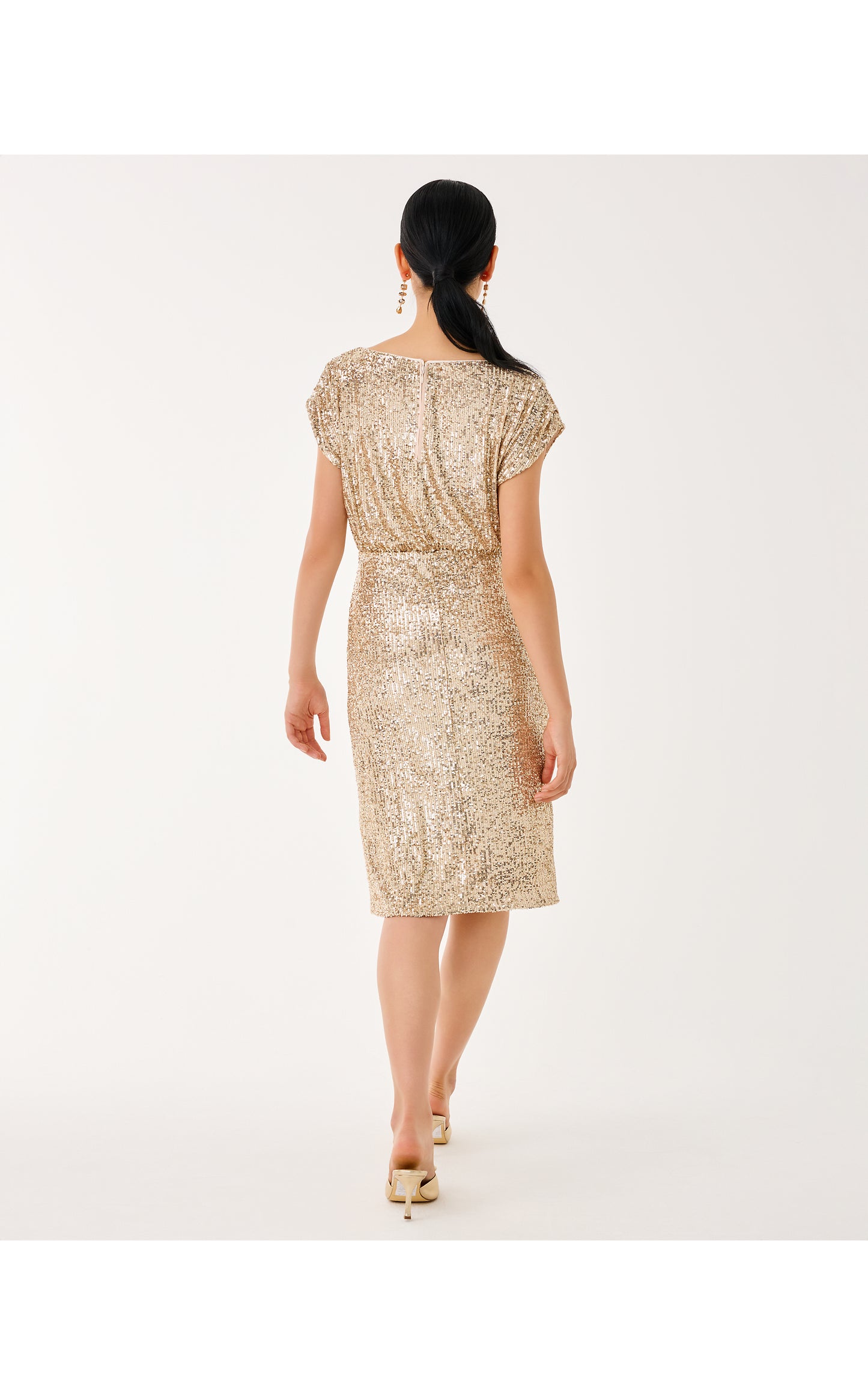 Aylin Sequin Midi Dress Gold Metallic