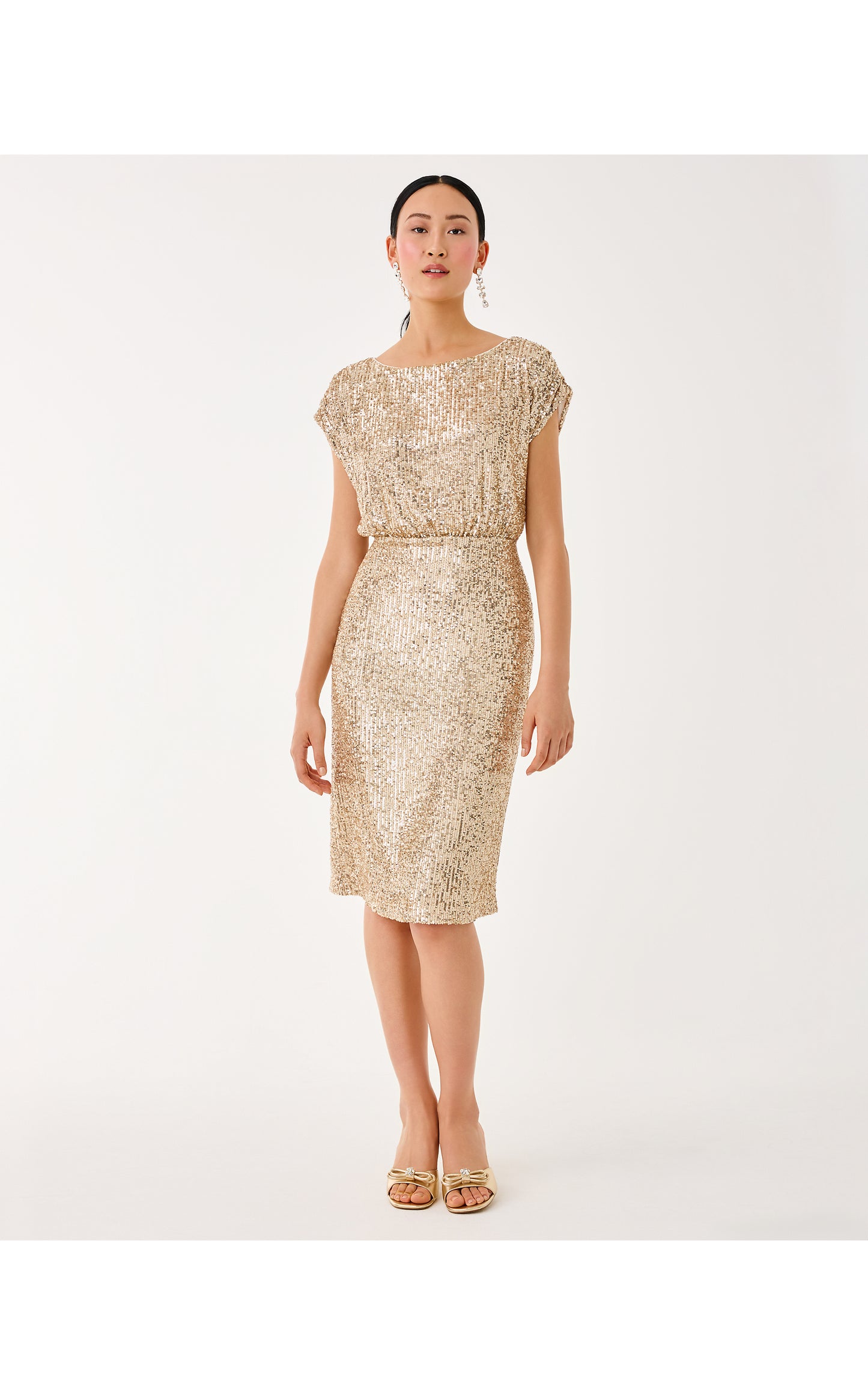 Aylin Sequin Midi Dress Gold Metallic