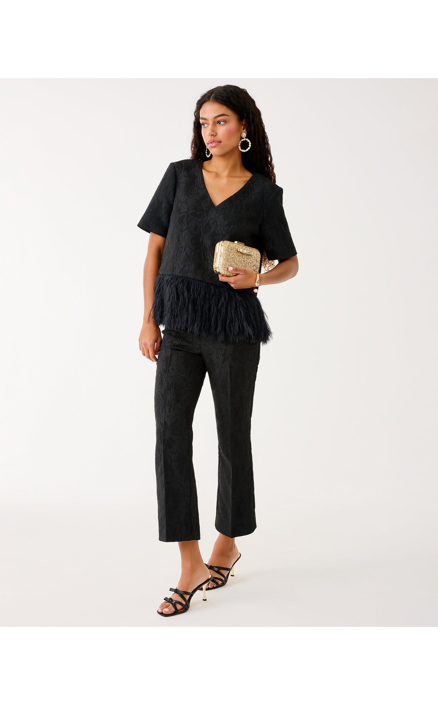 Jarrae High Rise Crop Flare Pant Noir