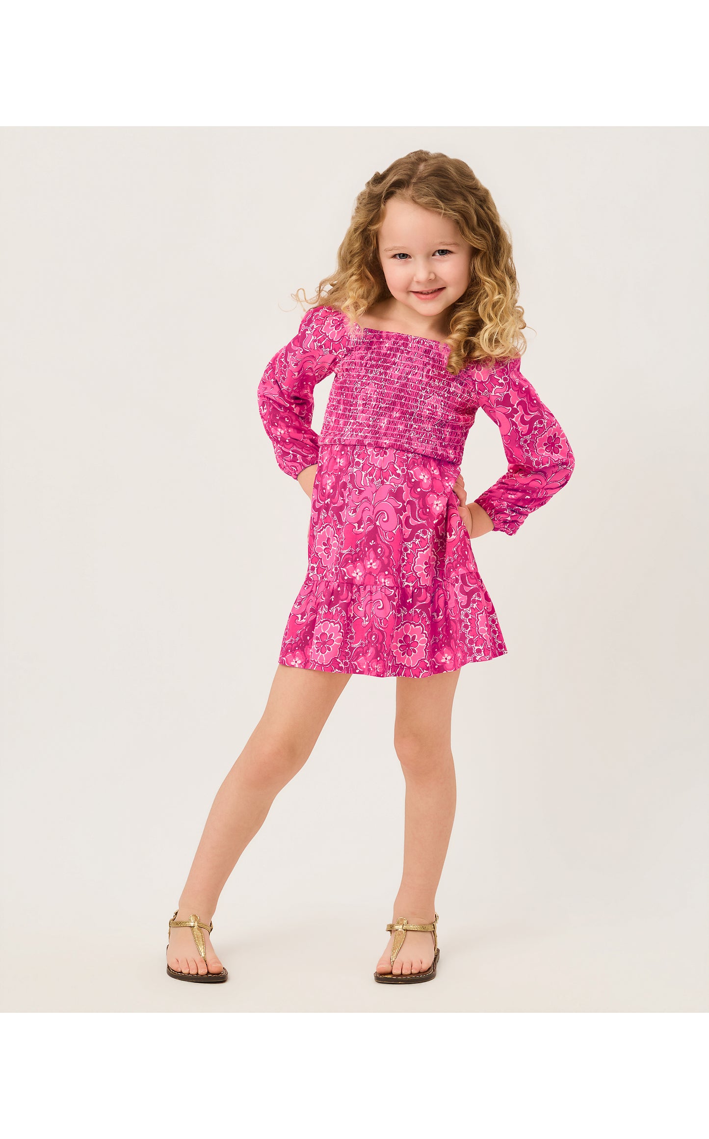 Mini Jilly Long Sleeved Dress Pink Aster The Casbah