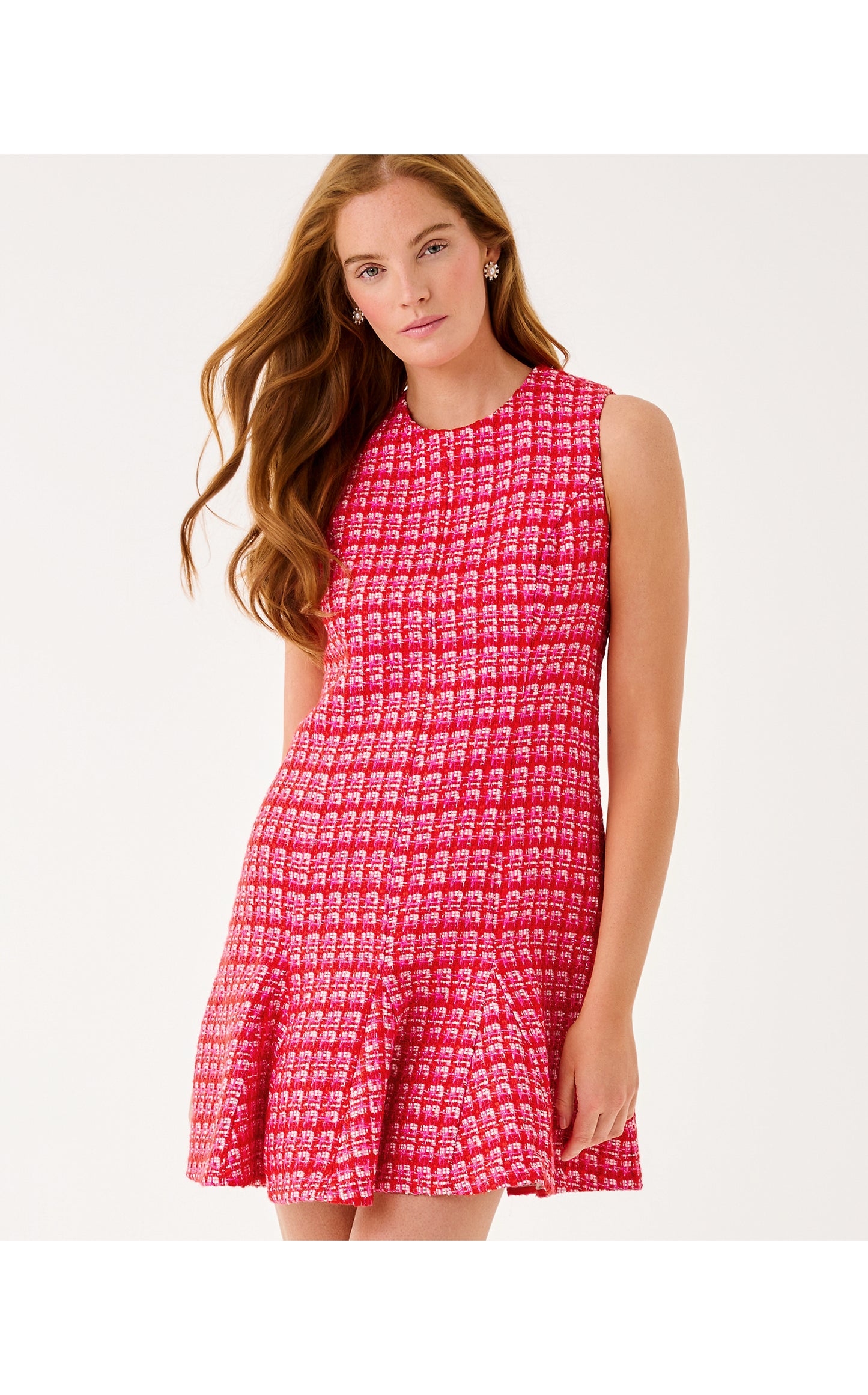 Enya Boucle Dress Cranberry Red