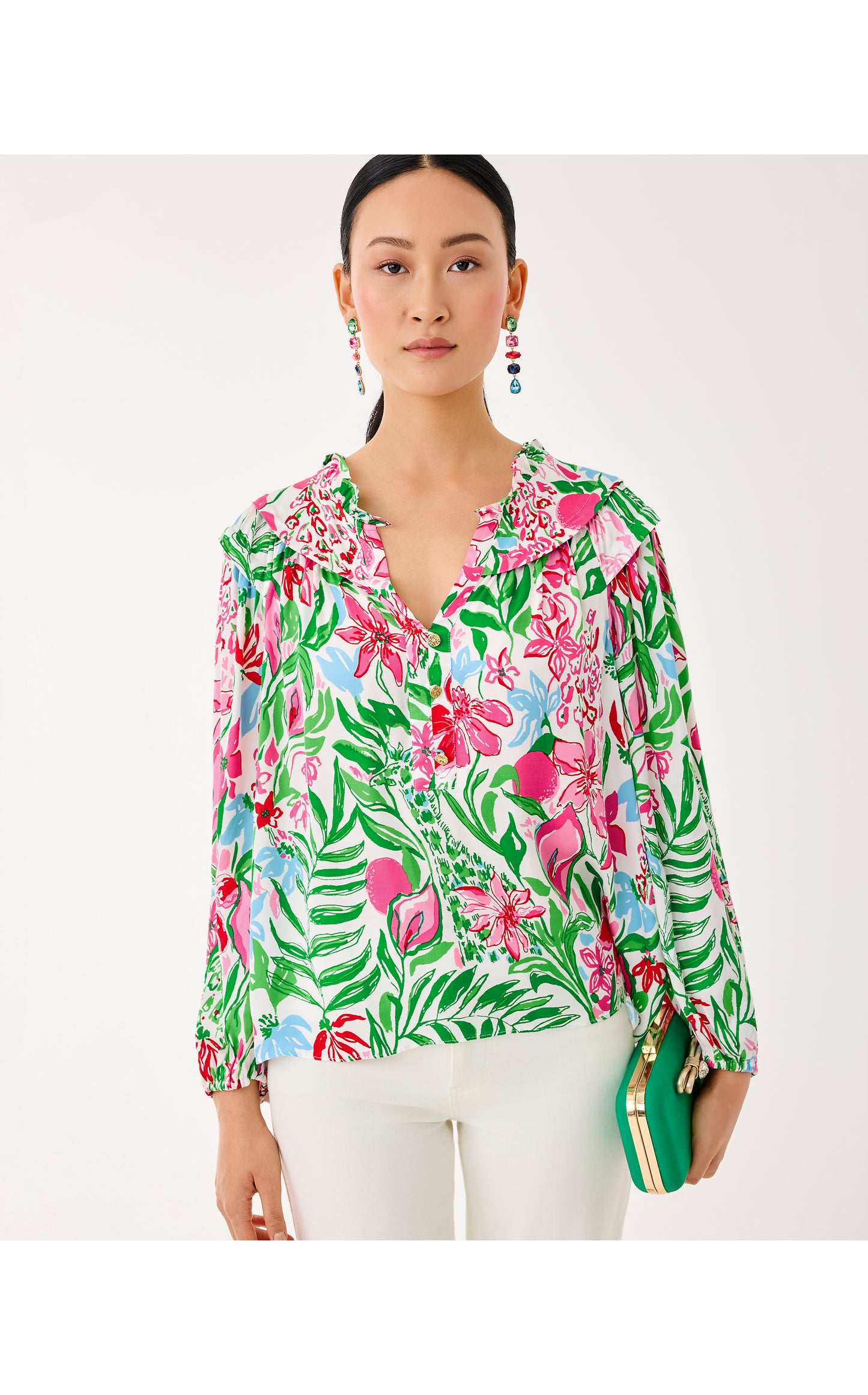 Japhia Long Sleeve Top Glowing Gardens