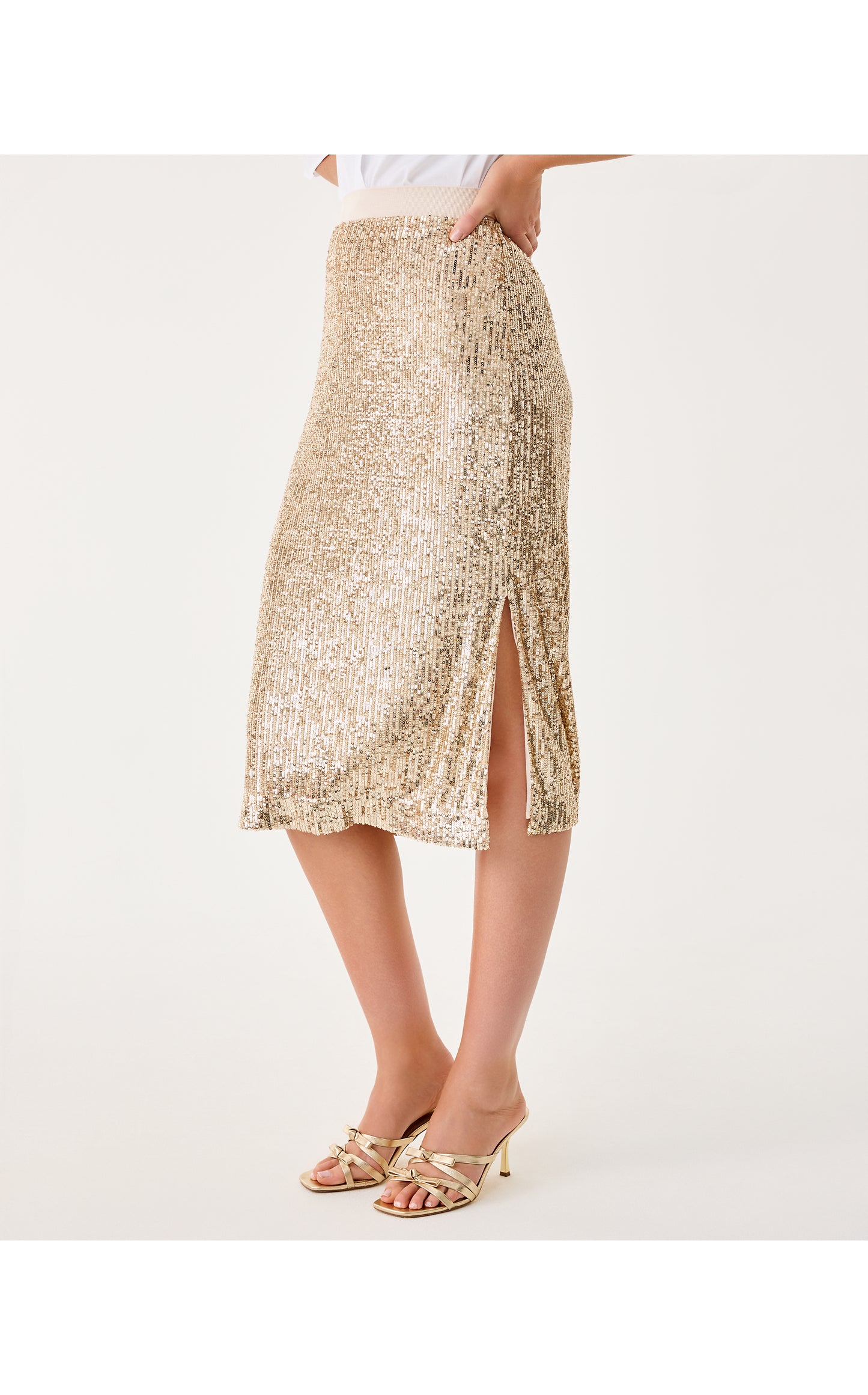 Kendrick Midi Skirt Gold Metallic