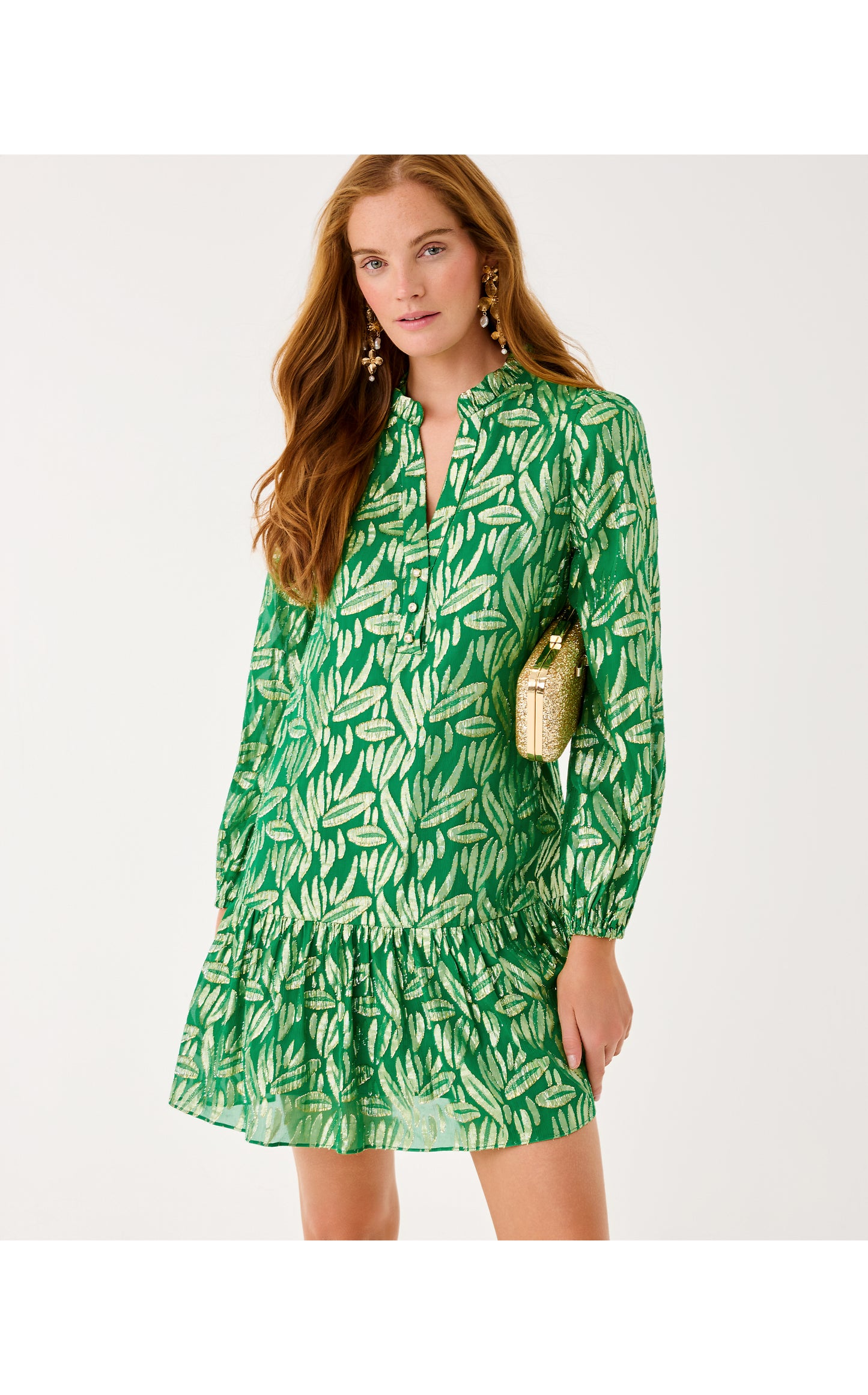 Evaline Silk Dress Bamboo Green