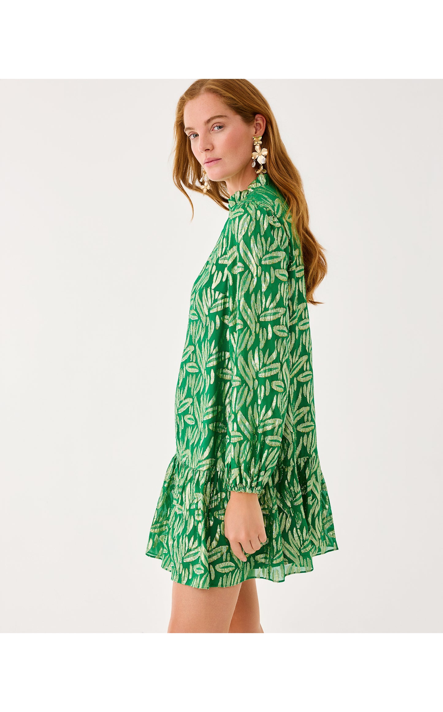 Evaline Silk Dress Bamboo Green