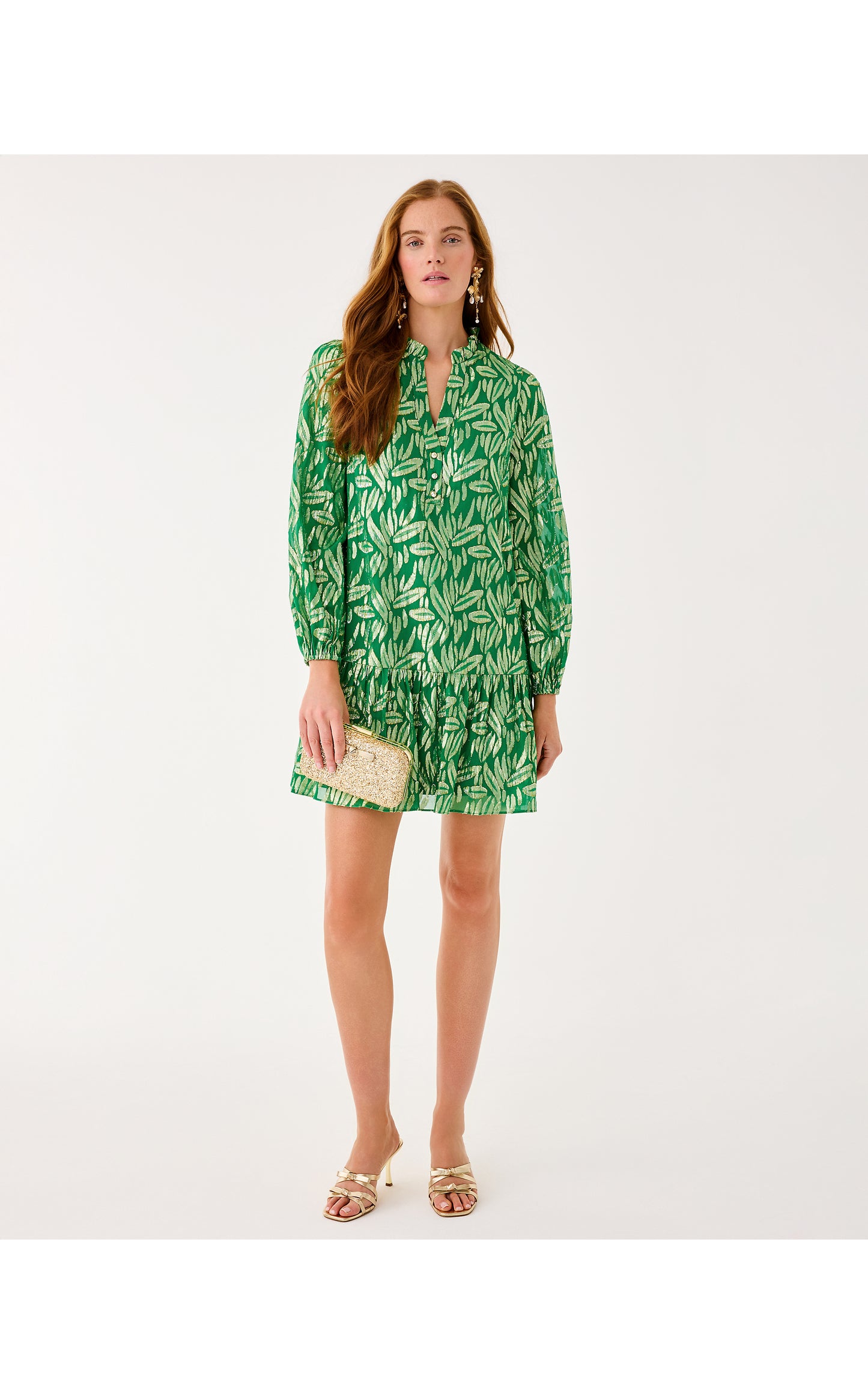 Evaline Silk Dress Bamboo Green