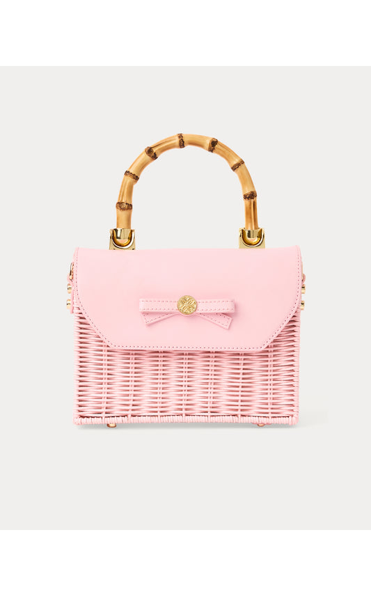 Teighen Bow Wicker Bag Pink Muse