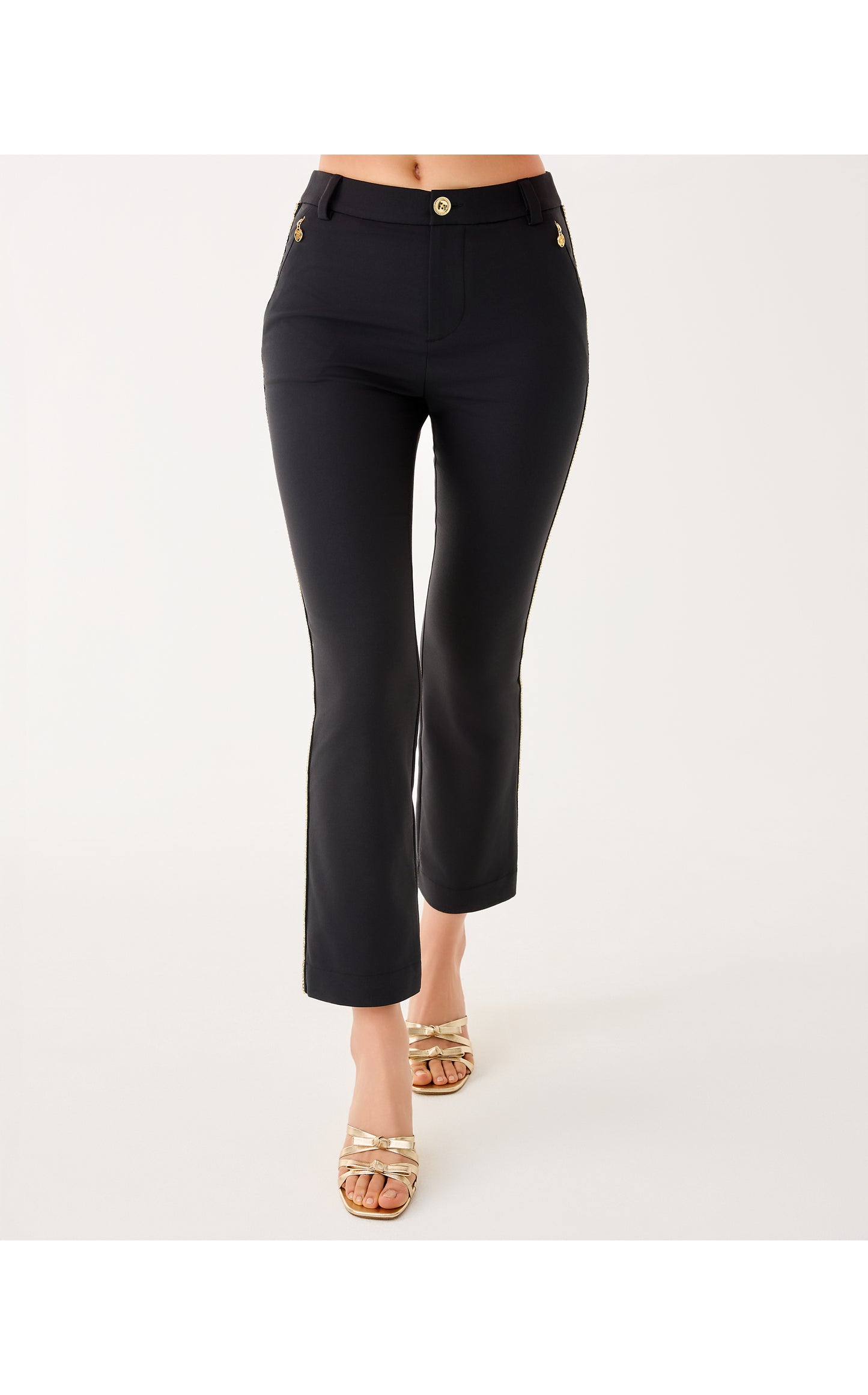 Ana Embellished Crop Flare Pant Noir