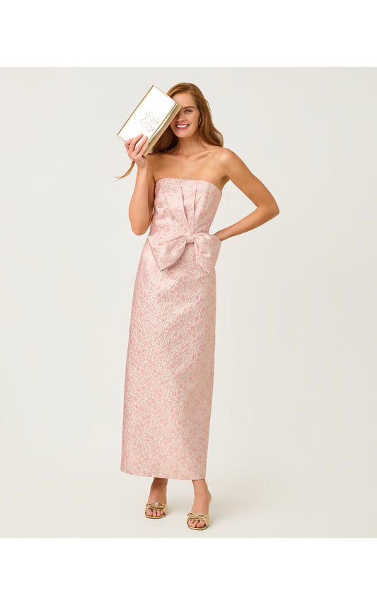 Tiernan Maxi Dress Conch Shell Pink Metallic Brocade