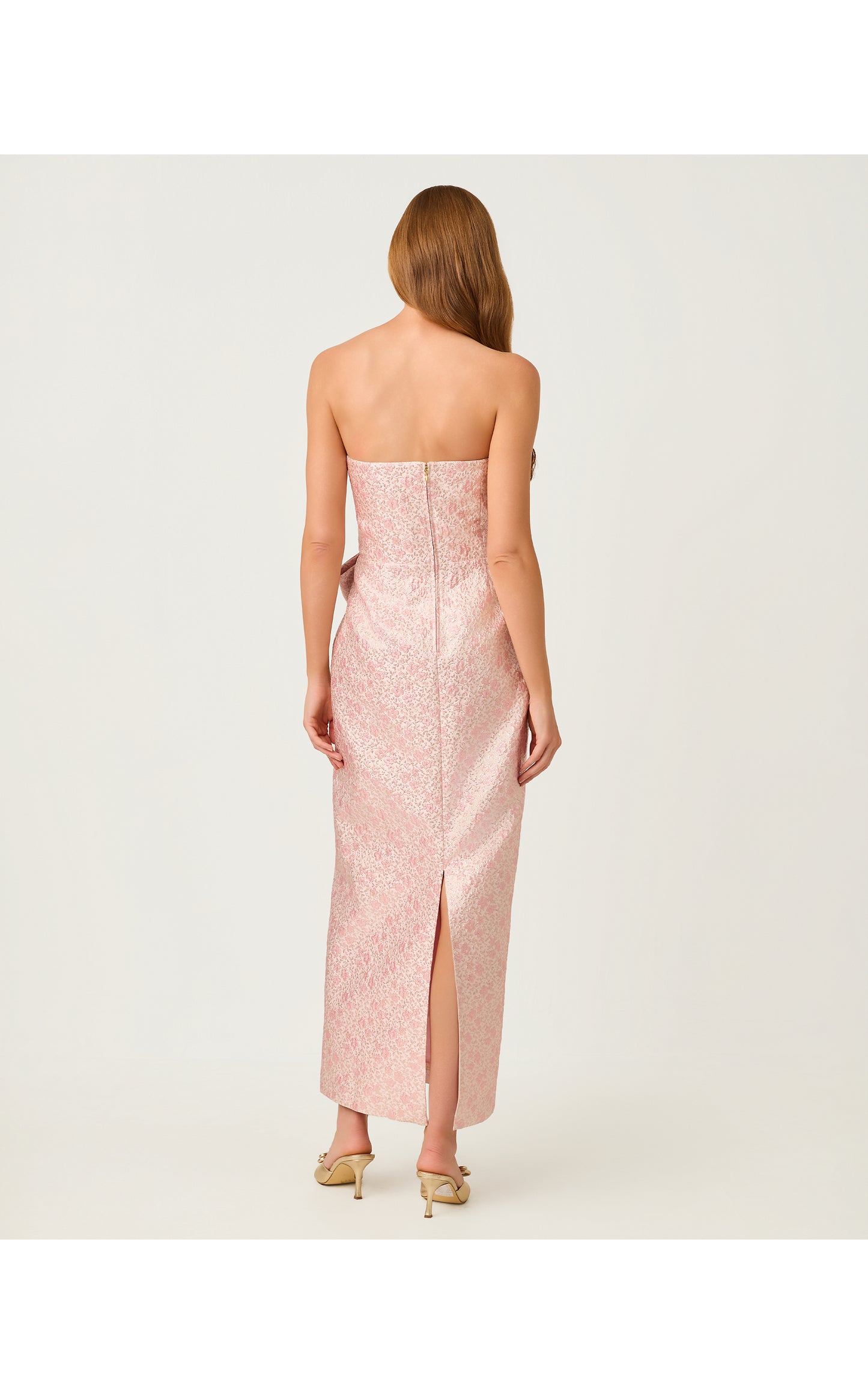 Tiernan Maxi Dress Conch Shell Pink Metallic Brocade