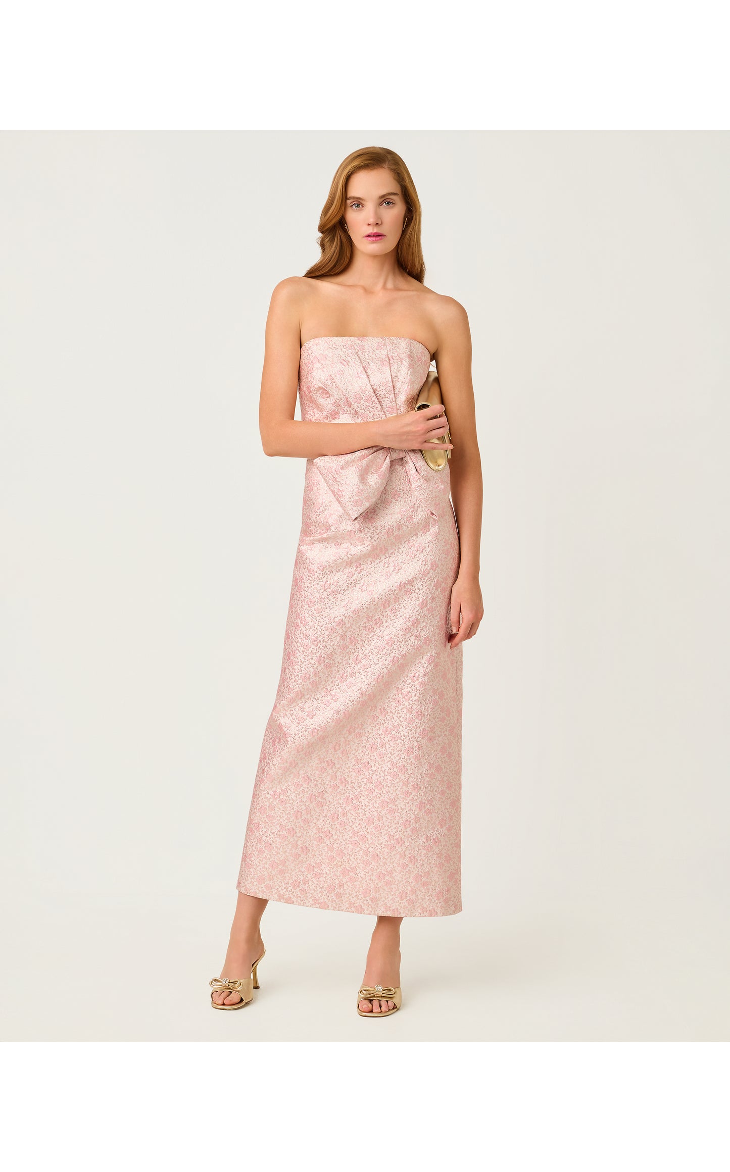 Tiernan Maxi Dress Conch Shell Pink Metallic Brocade
