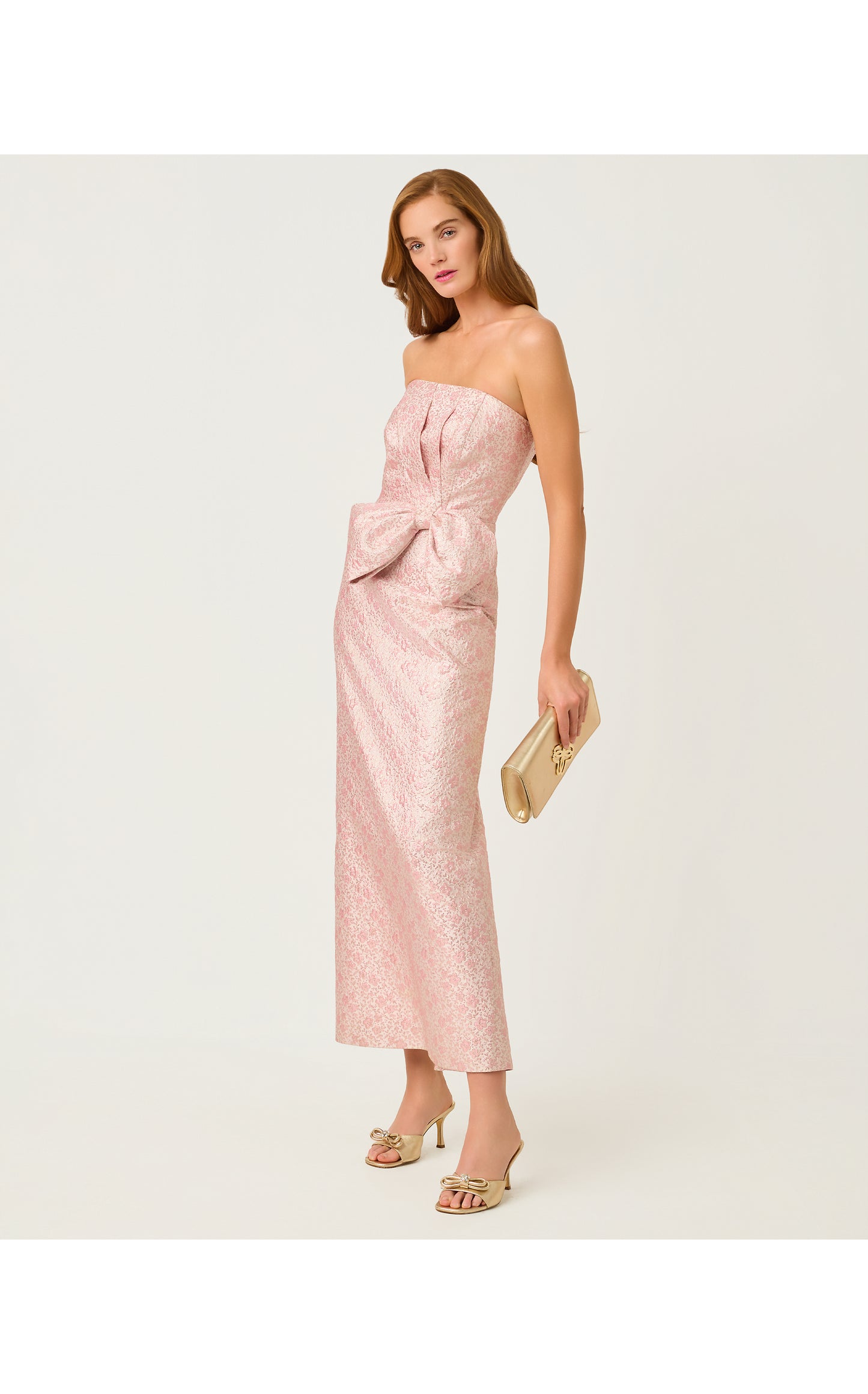 Tiernan Maxi Dress Conch Shell Pink Metallic Brocade