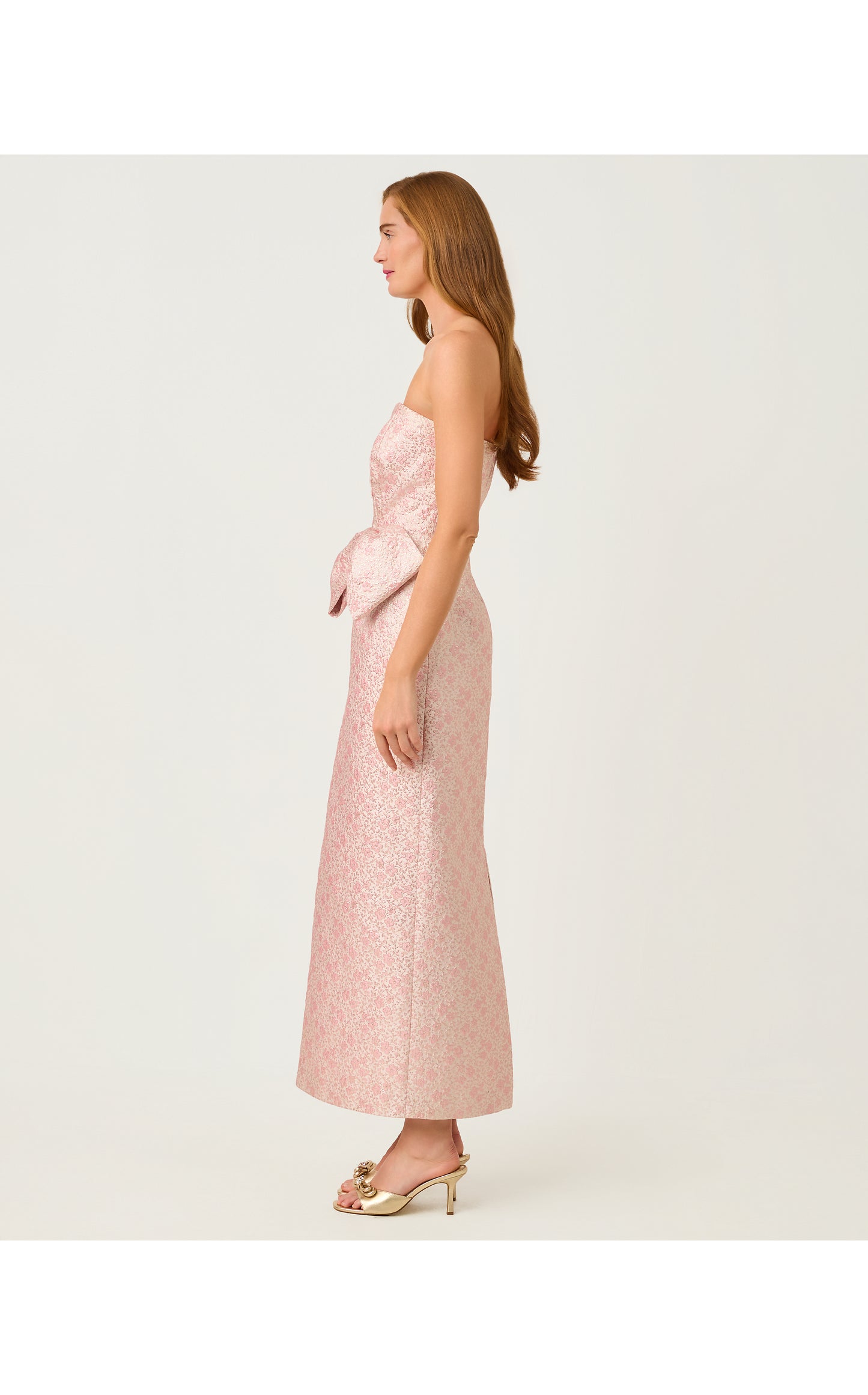 Tiernan Maxi Dress Conch Shell Pink Metallic Brocade