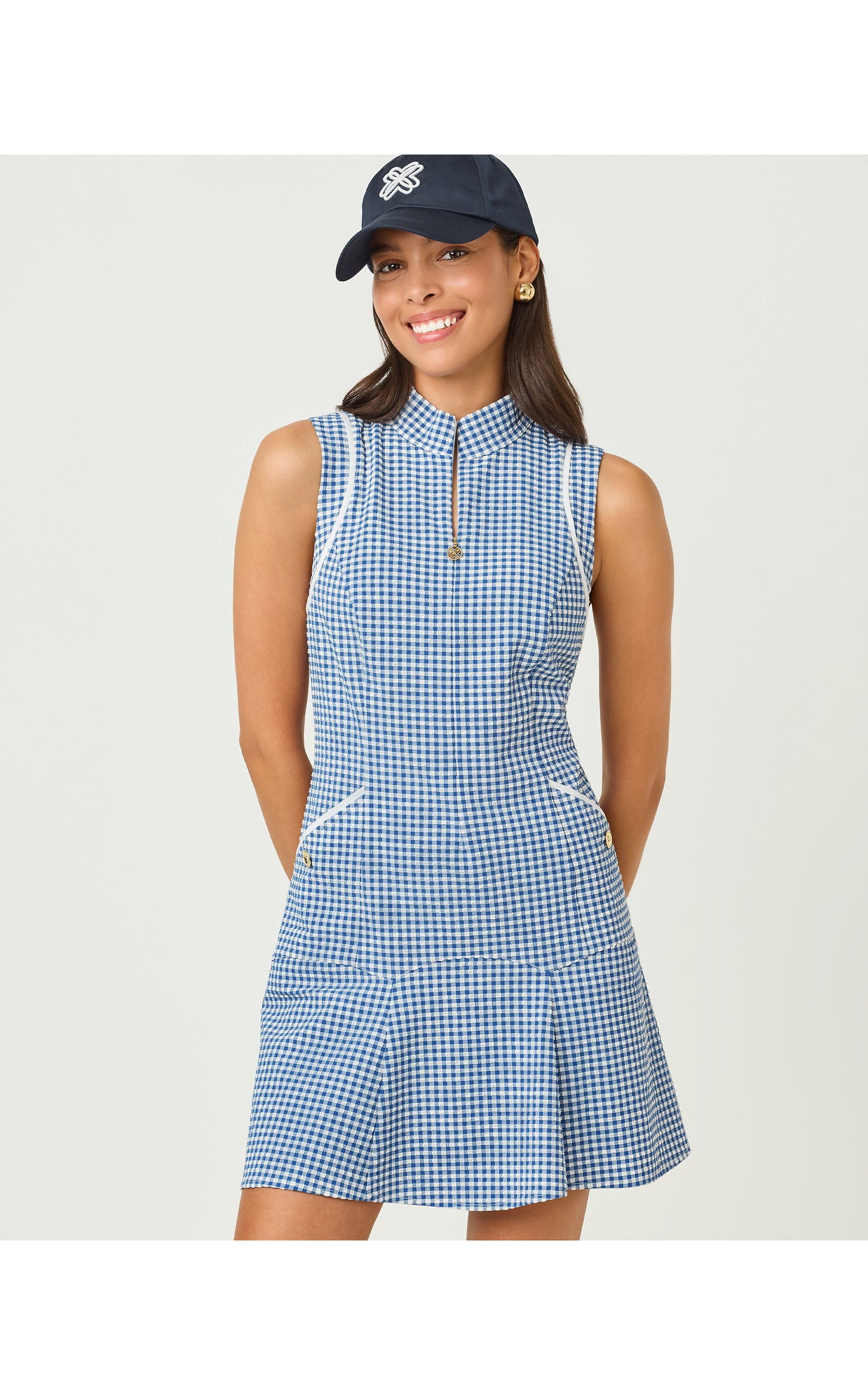 Kathy Flounce Dress UPF 50+ Starlight Navy Mini Gingham