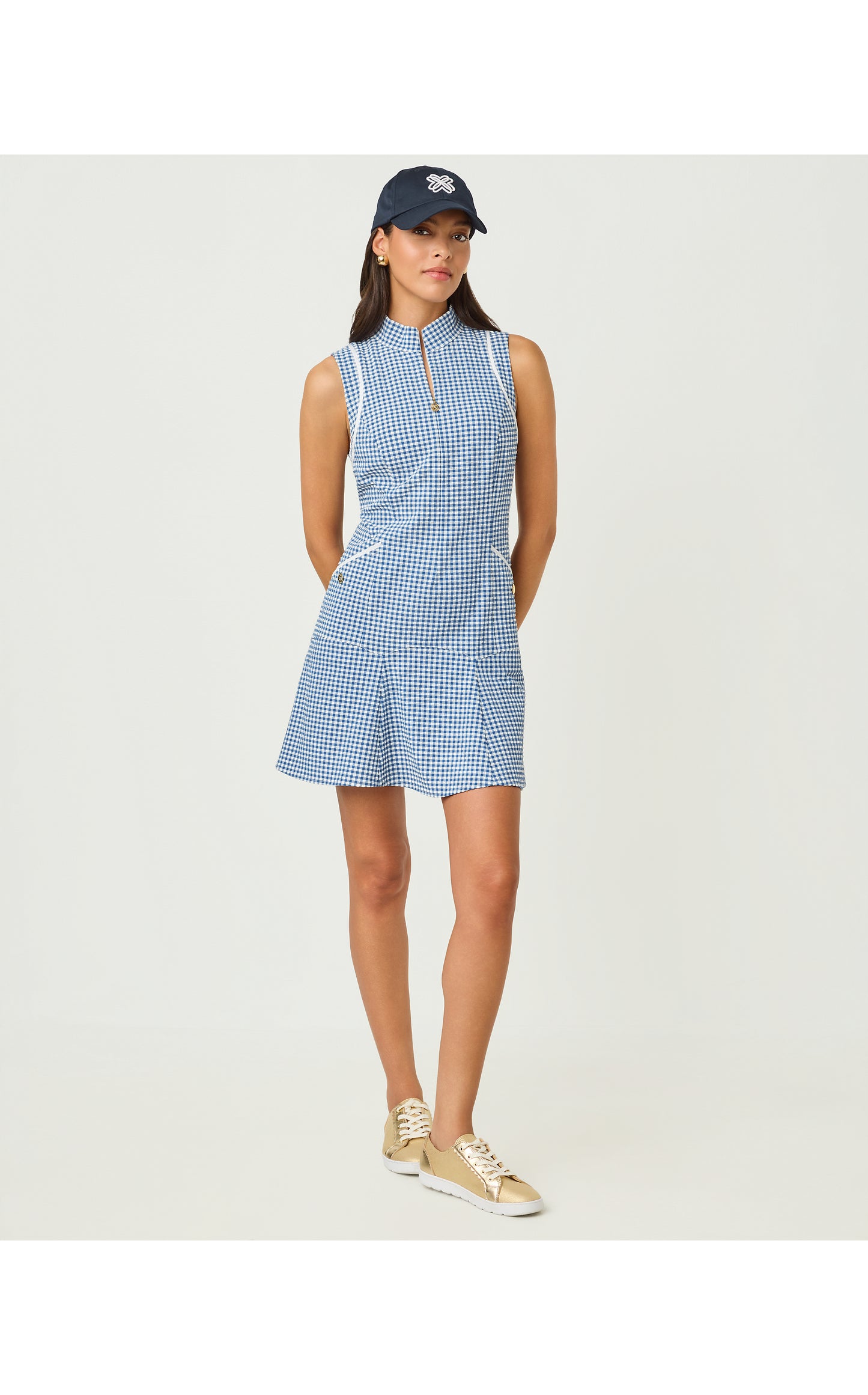 Kathy Flounce Dress UPF 50+ Starlight Navy Mini Gingham