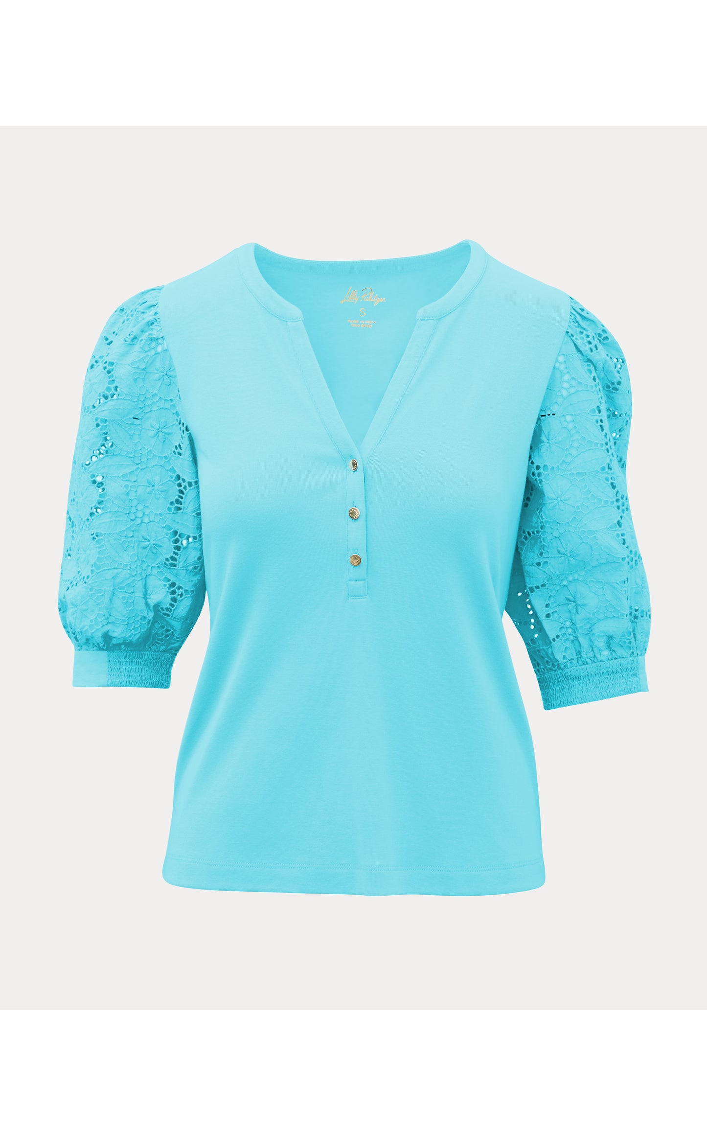 Ronson Eyelet Knit Top Capri Blue