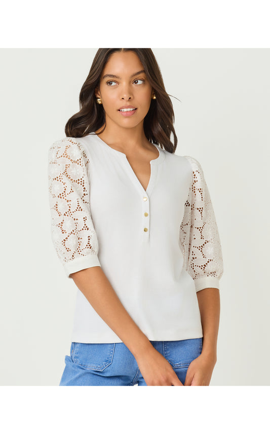 Ronson Eyelet Knit Top Resort White