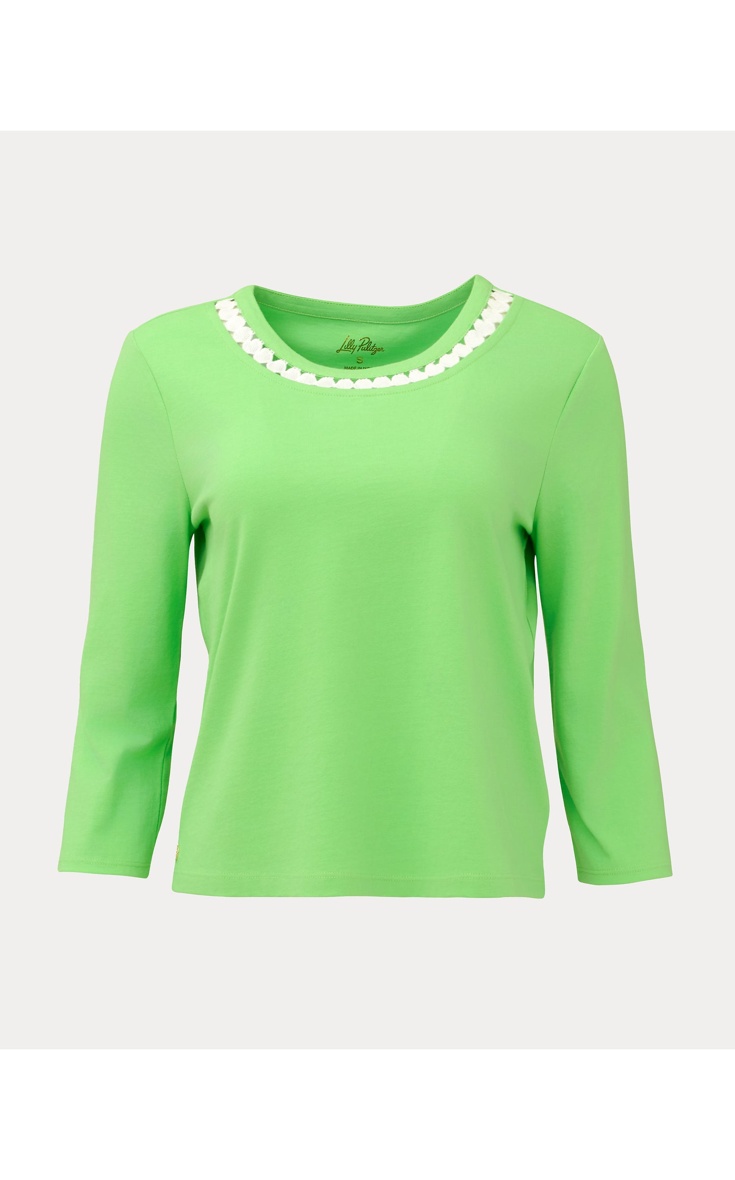 Clairmont 3/4 Sleeved Trimmed Knit Top Jackfruit Green