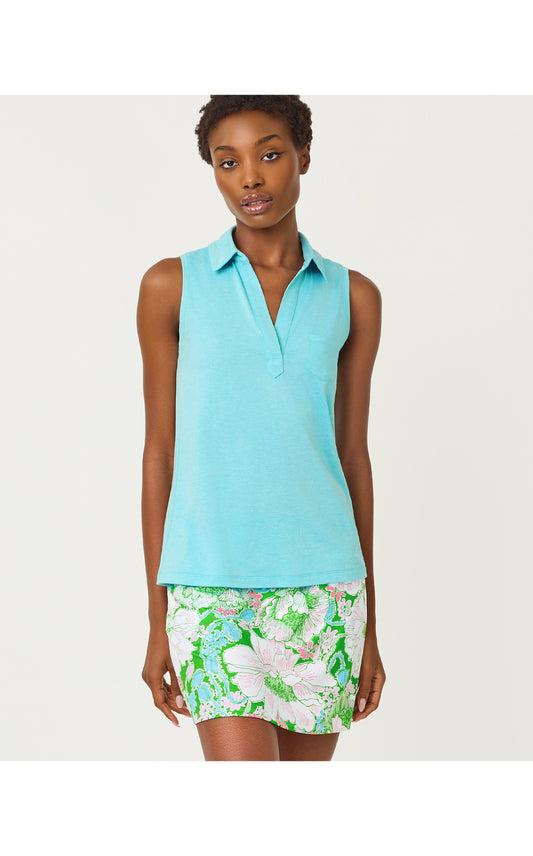 Dune Sleeveless Polo UPF 50+ Heathered Capri Blue