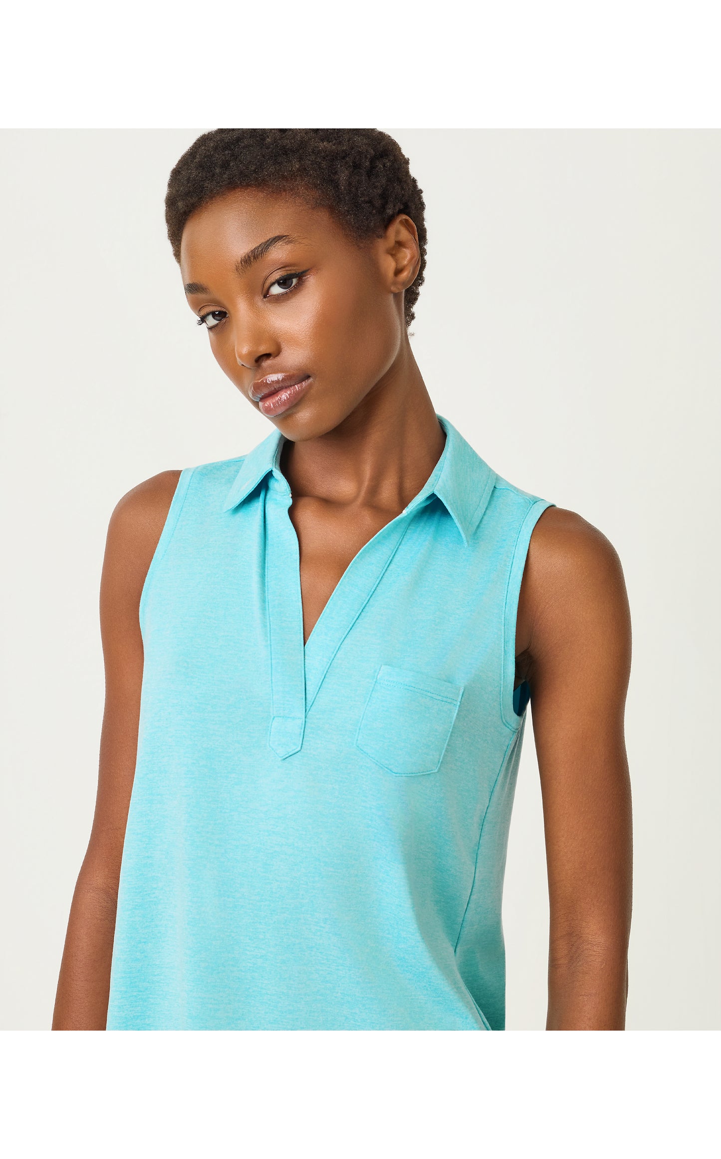 Dune Sleeveless Polo UPF 50+ Heathered Capri Blue