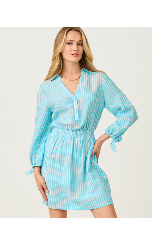 Abralynn Linen Shirtdress Capri Blue St. Tropez Stripe