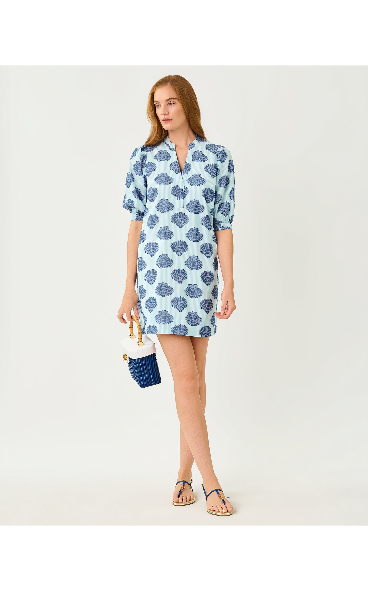 Mialeigh Elbow Sleeve Dress Day Dream Blue Seashell