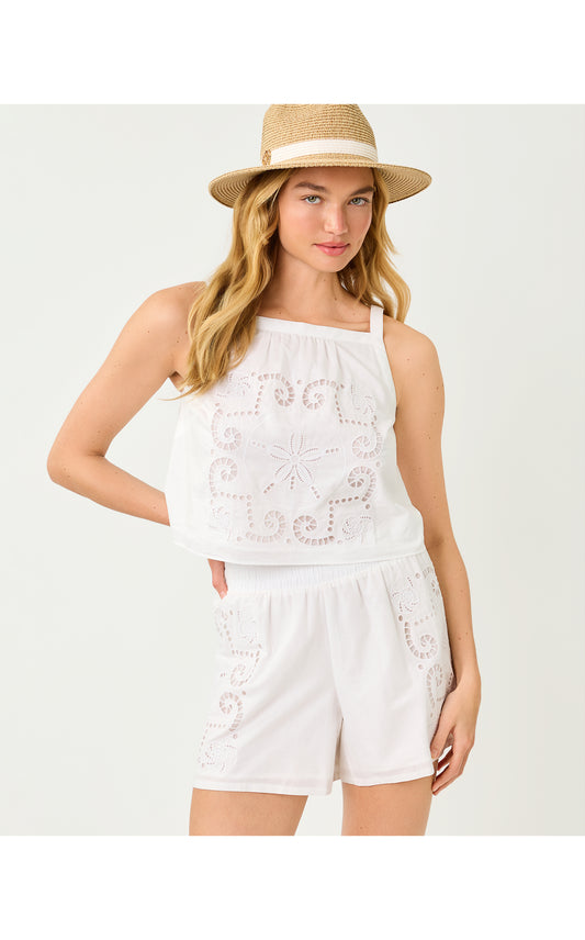 Maisey Cropped Top Resort White Shell of a Time
