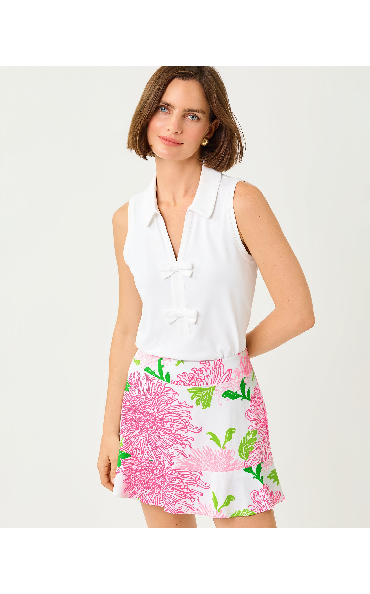 Frida Sleeveless Bow Polo Resort White