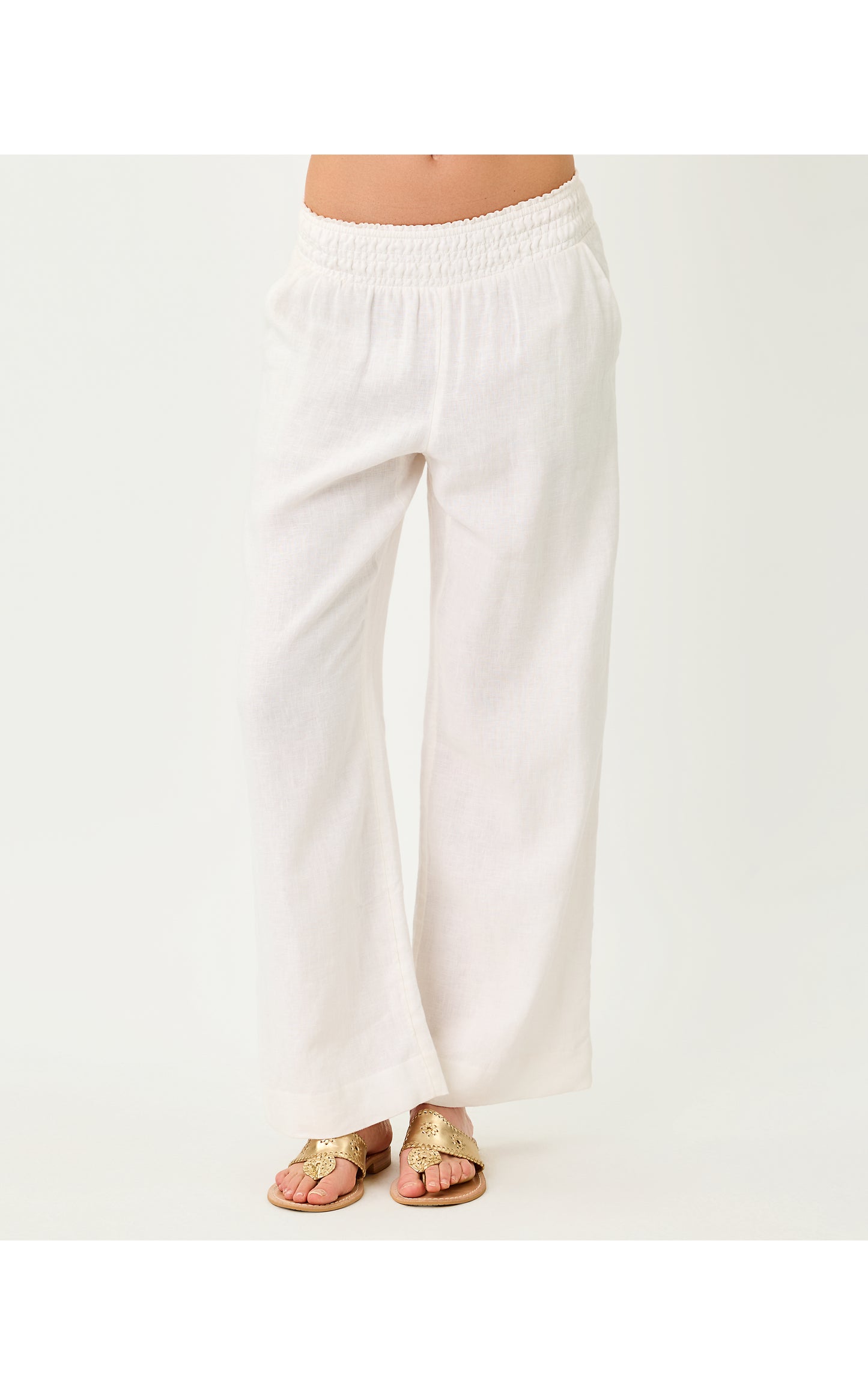 Mirabella Linen Palazzo Pants Resort White