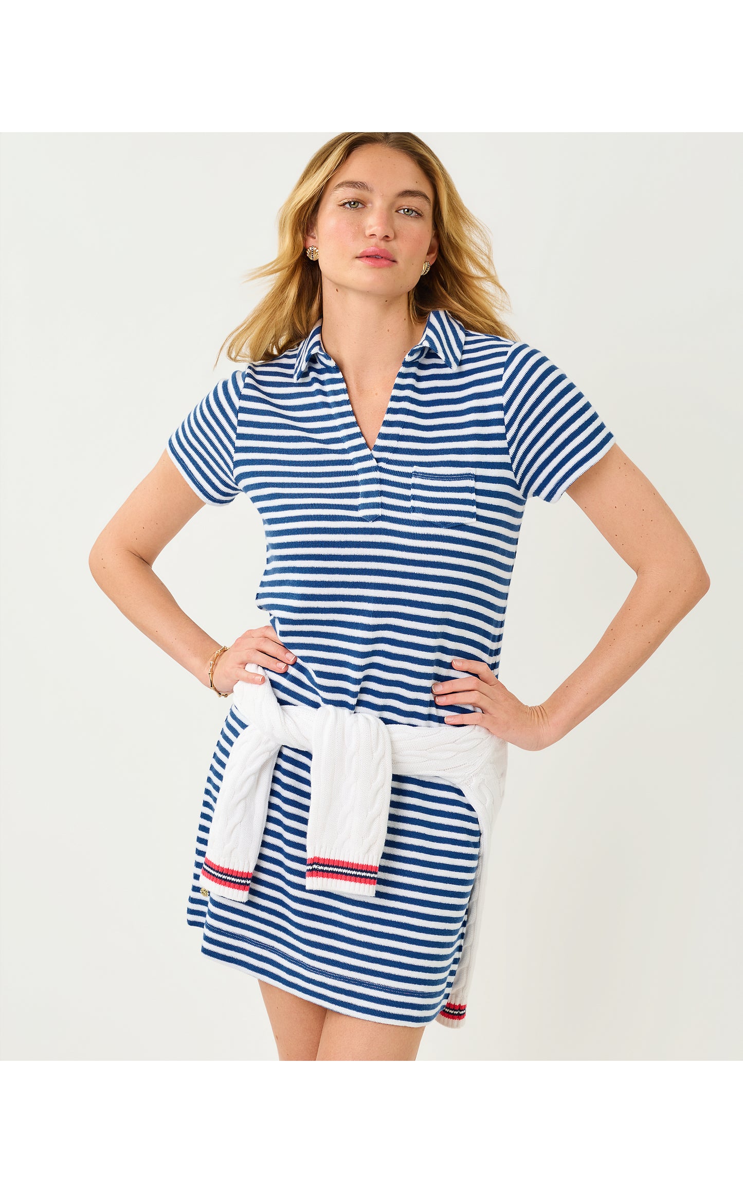 Dune Short Sleeve Dress Starlight Navy St. Tropez Stripe