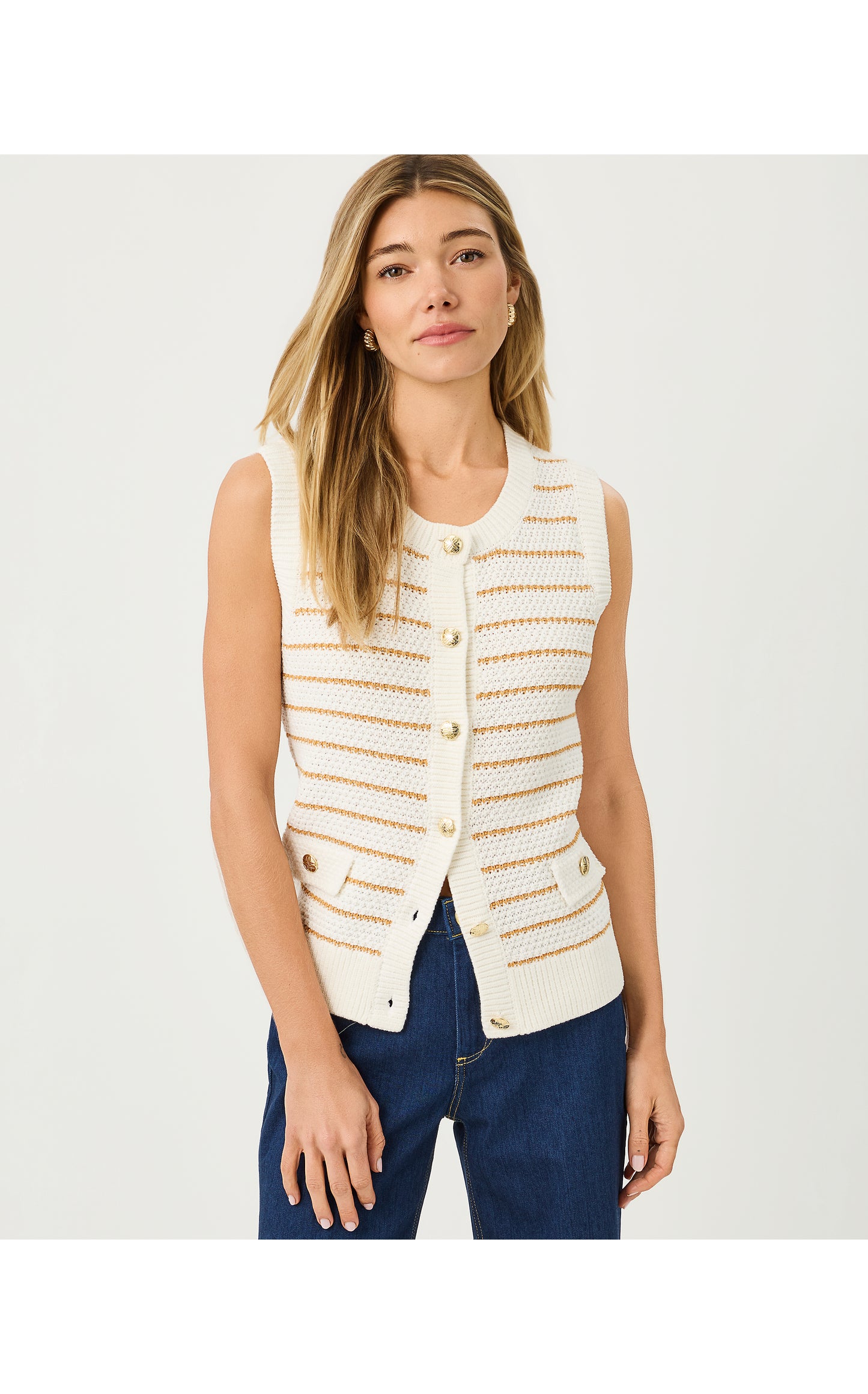 Shayna Sweater Vest Coconut Palm Tree Stripe