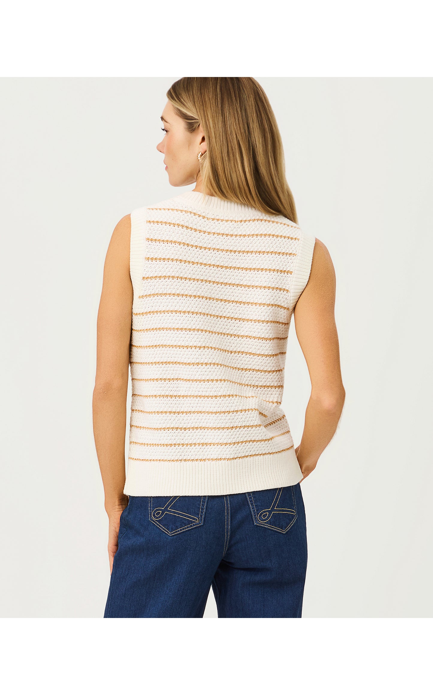 Shayna Sweater Vest Coconut Palm Tree Stripe