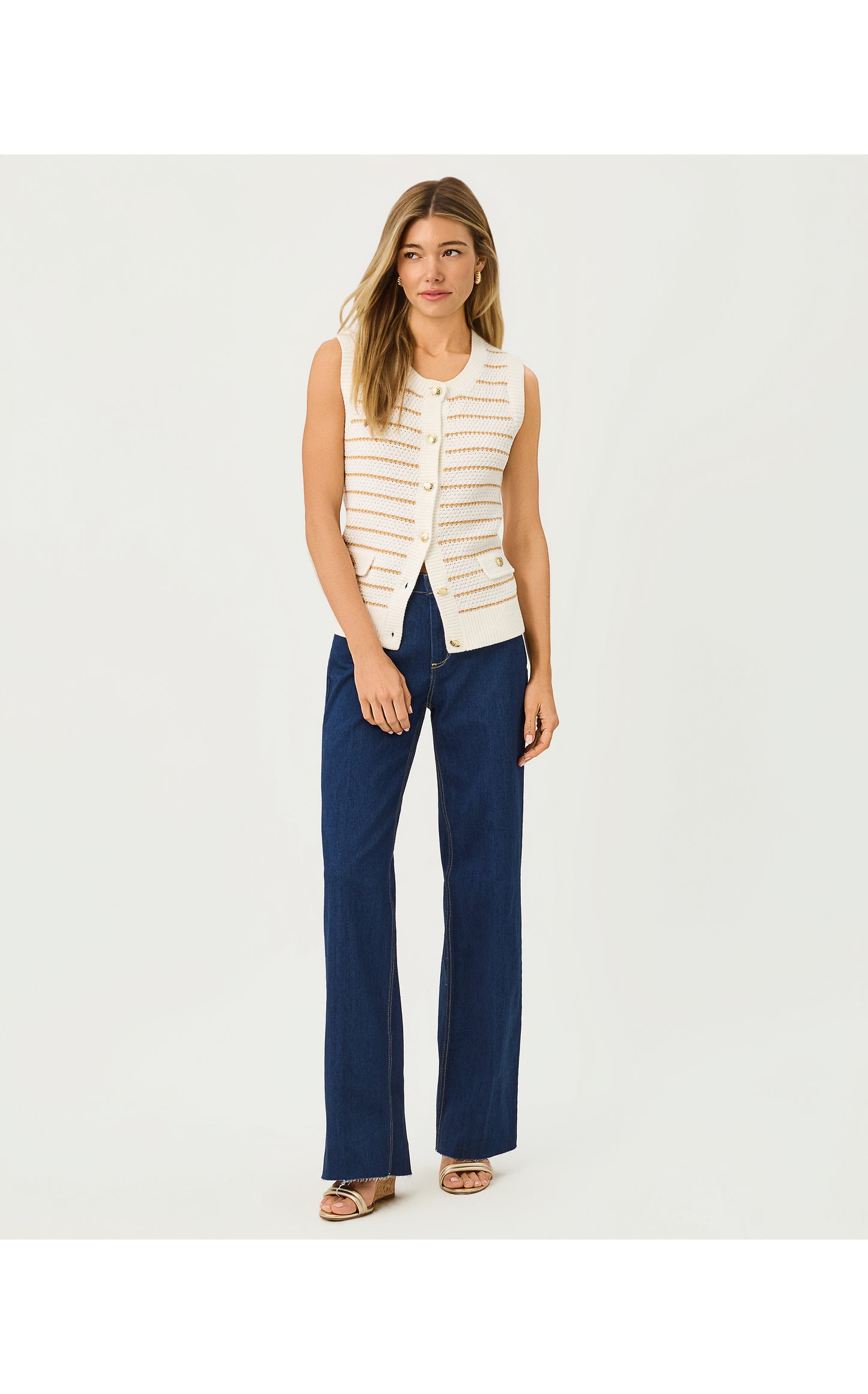 Shayna Sweater Vest Coconut Palm Tree Stripe
