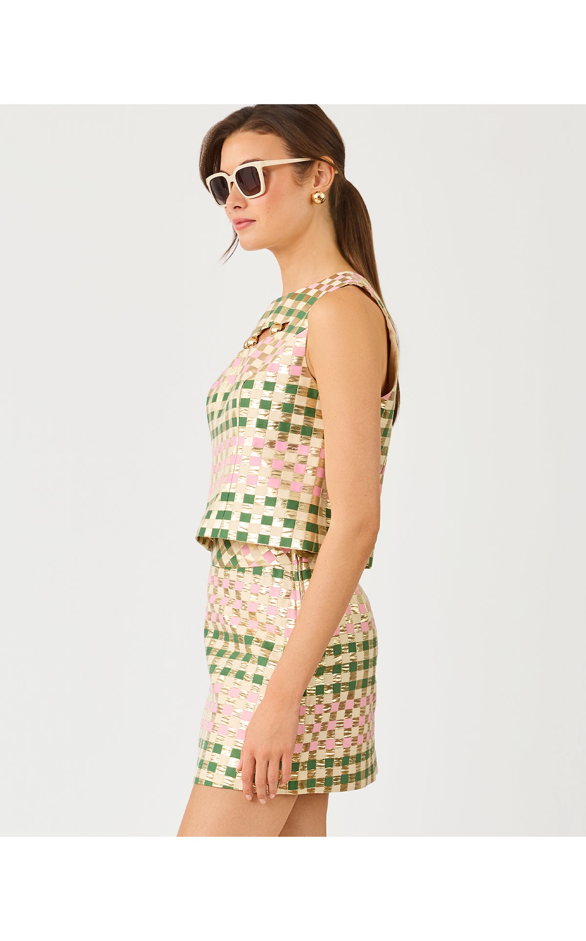 Paloma Sleeveless Top Golden Gingham